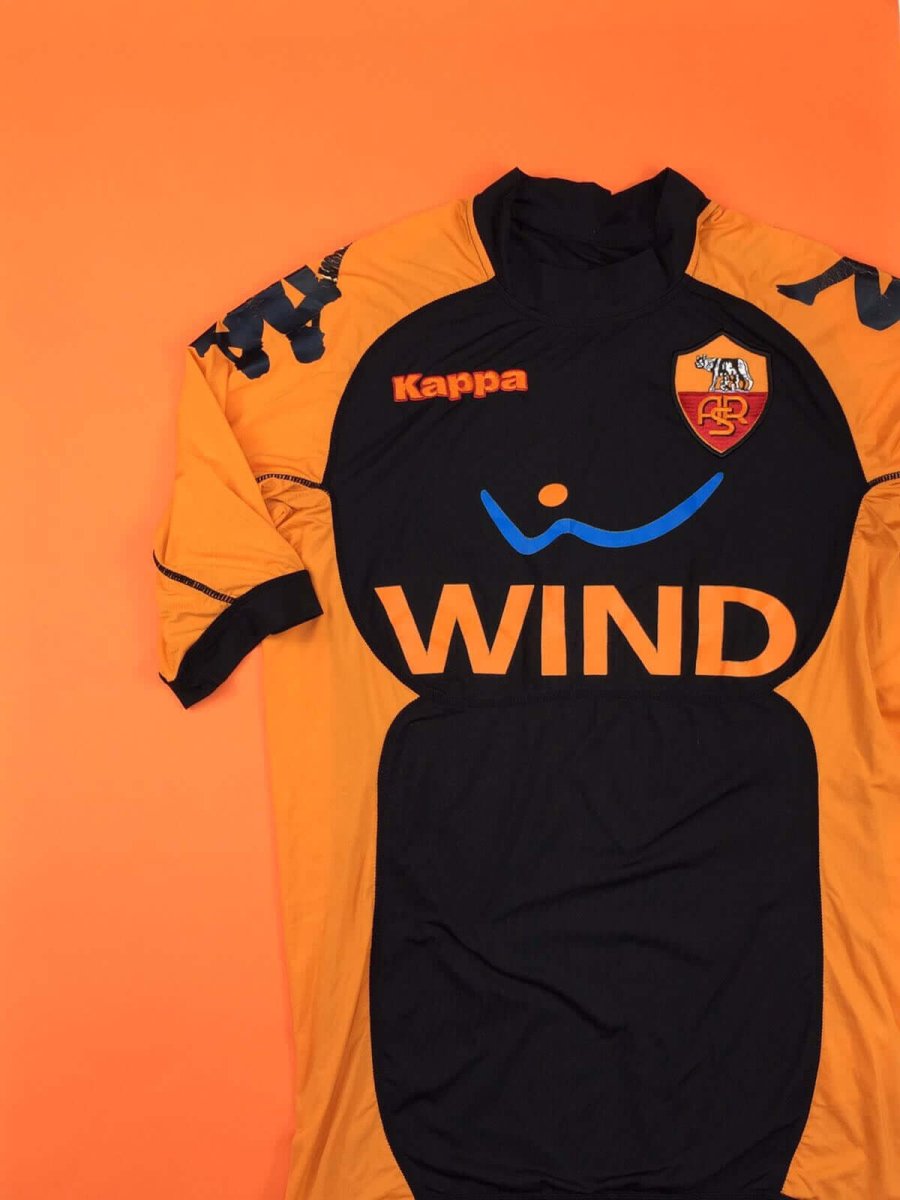 Maillot De Football Vintage AS Roma Kappa 2010-2011 - 3ème Maillot Noir - Taille XL - Numéro 10 (Juan)