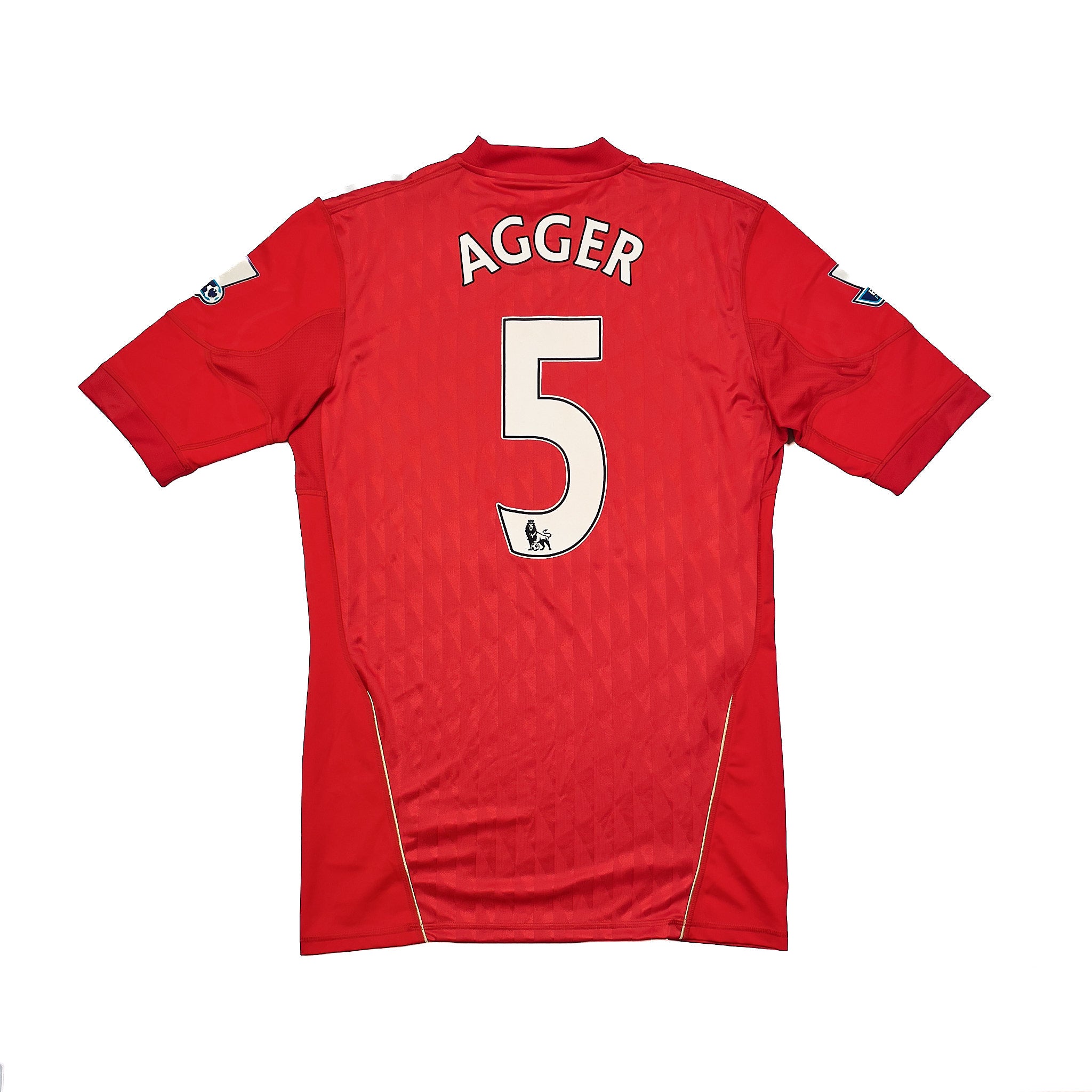 2010/12 Liverpool Agger #5 *Match Issue + Signed* Home Shirt (XL