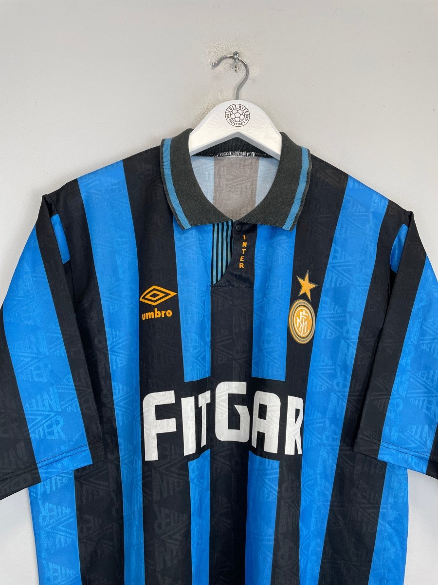 1991/92 INTER MILAN HOME SHIRT (XL) UMBRO - Cult Kits - XL - Buy Vintage Football Shirts, Authentic Retro Football Shirts For Sale, Classic Football Shirts & Soccer Jersey