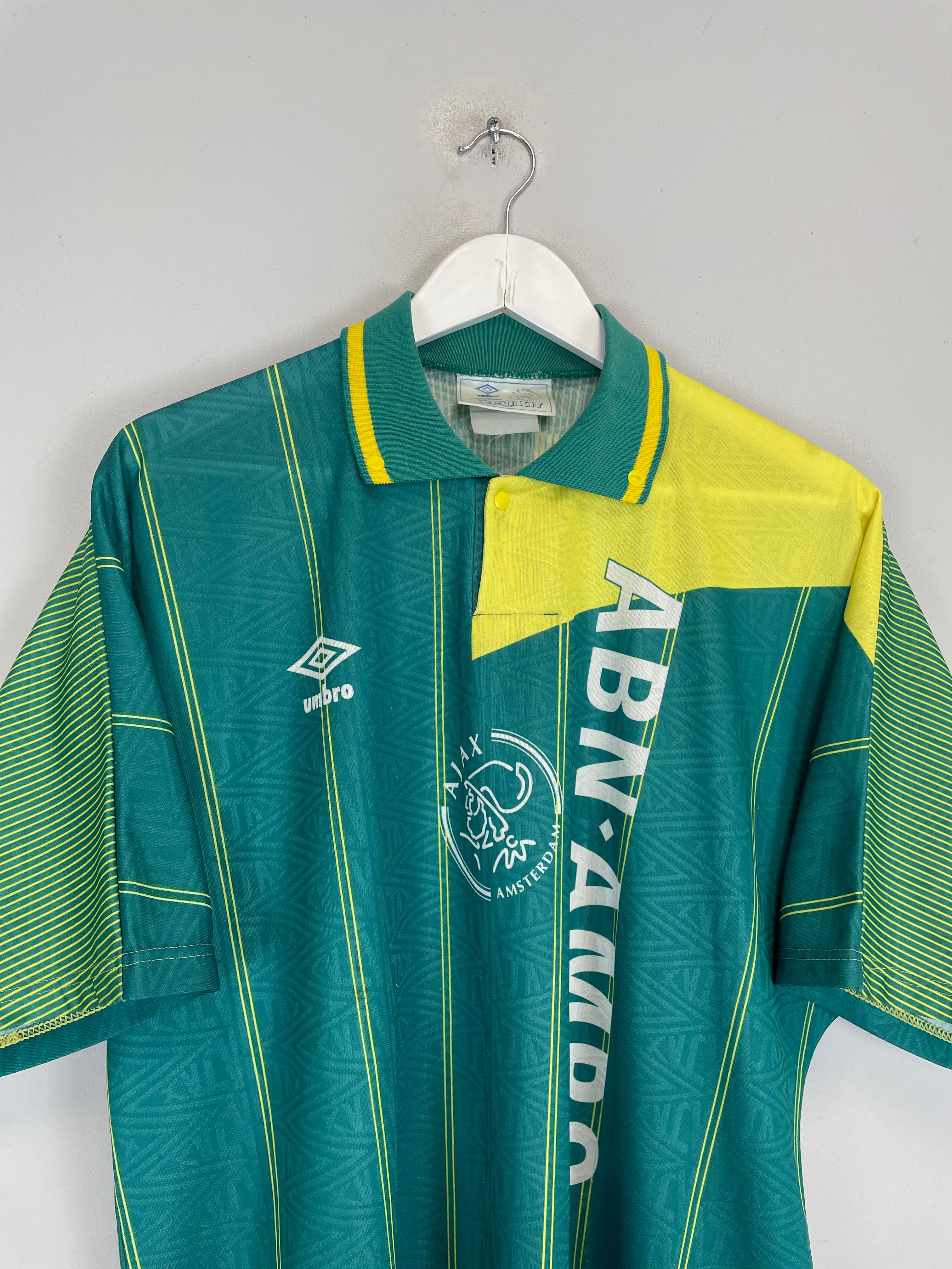 1991/93 Ajax away shirt, vintage Ajax shirt, Umbro Ajax kit, classic Ajax shirt, Ajax 90s football shirt, Ajax ABN AMRO shirt.