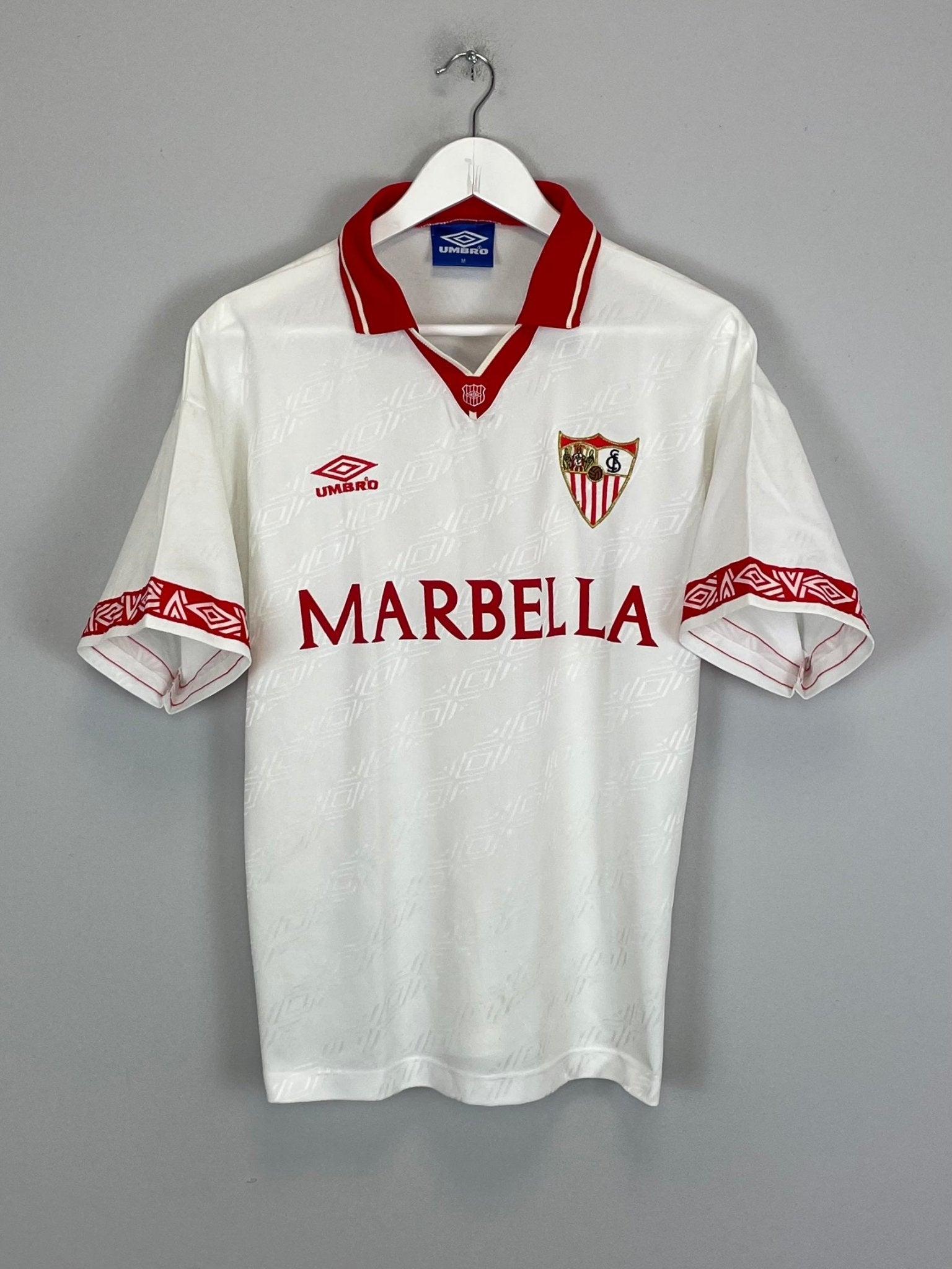 Maillot Matchworn Sevilla FC Umbro 1995/96 ( Away) Marbella 9 Suker