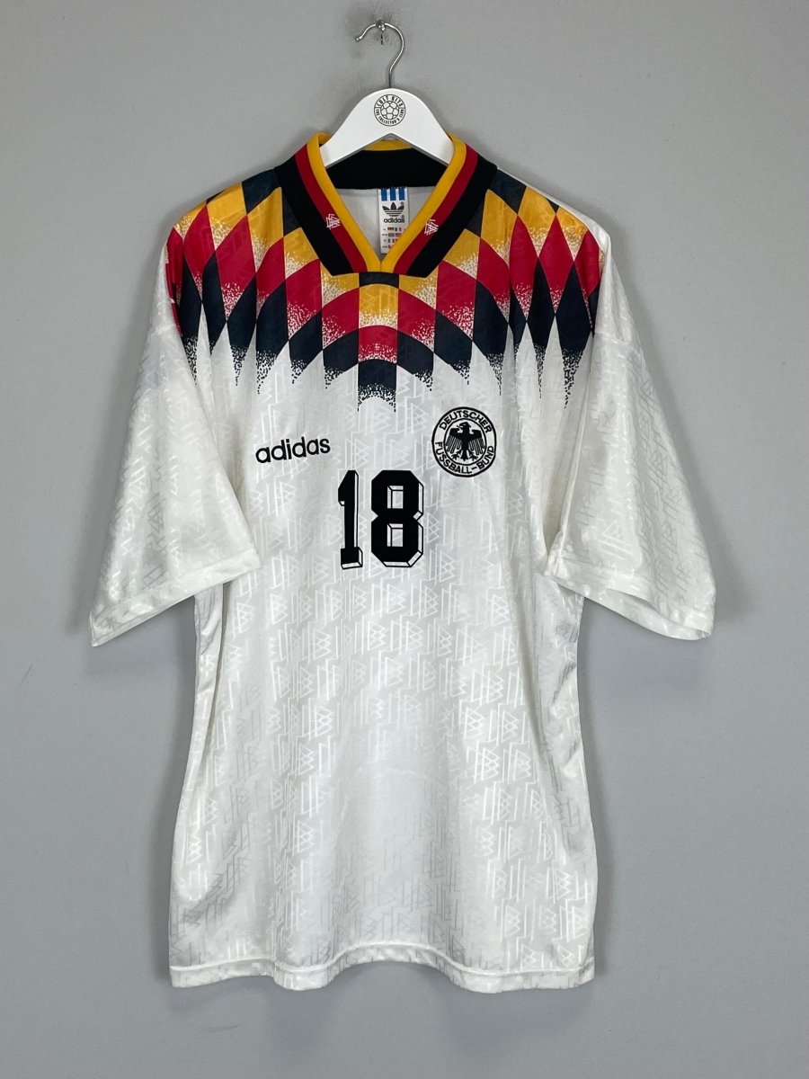1994/96 GERMANY KLINSMANN 18 HOME SHIRT (XL) ADIDAS - Cult Kits - XL - Buy Vintage Football Shirts, Authentic Retro Football Shirts For Sale, Classic Football Shirts & Soccer Jersey