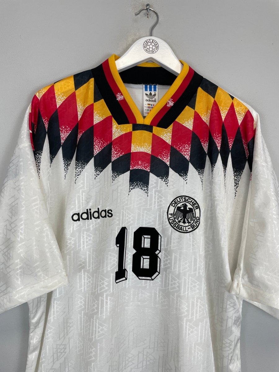 1994/96 GERMANY KLINSMANN 18 HOME SHIRT (XL) ADIDAS - Cult Kits - XL - Buy Vintage Football Shirts, Authentic Retro Football Shirts For Sale, Classic Football Shirts & Soccer Jersey