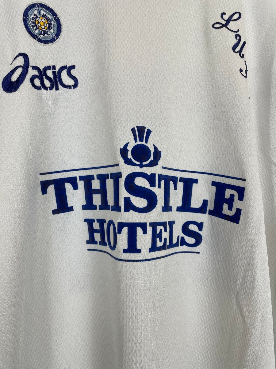 1995/96 LEEDS UNITED YEBOAH 21 L/S HOME SHIRT (L) ASICS - Cult Kits - Large - Buy Vintage Football Shirts, Authentic Retro Football Shirts For Sale, Classic Football Shirts & Soccer Jersey
