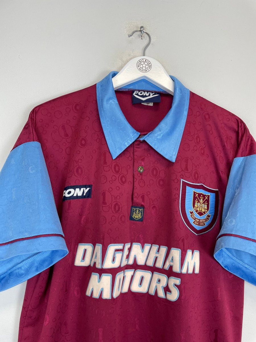 1995/97 WEST HAM HOME SHIRT (L) PONY - Cult Kits - Large - Buy Vintage Football Shirts, Authentic Retro Football Shirts For Sale, Classic Football Shirts & Soccer Jersey