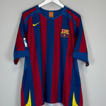 2005/06 BARCELONA MARQUEZ 4 HOME SHIRT (XL) NIKE - Cult Kits - XL - Buy Vintage Football Shirts, Authentic Retro Football Shirts For Sale, Classic Football Shirts & Soccer Jersey