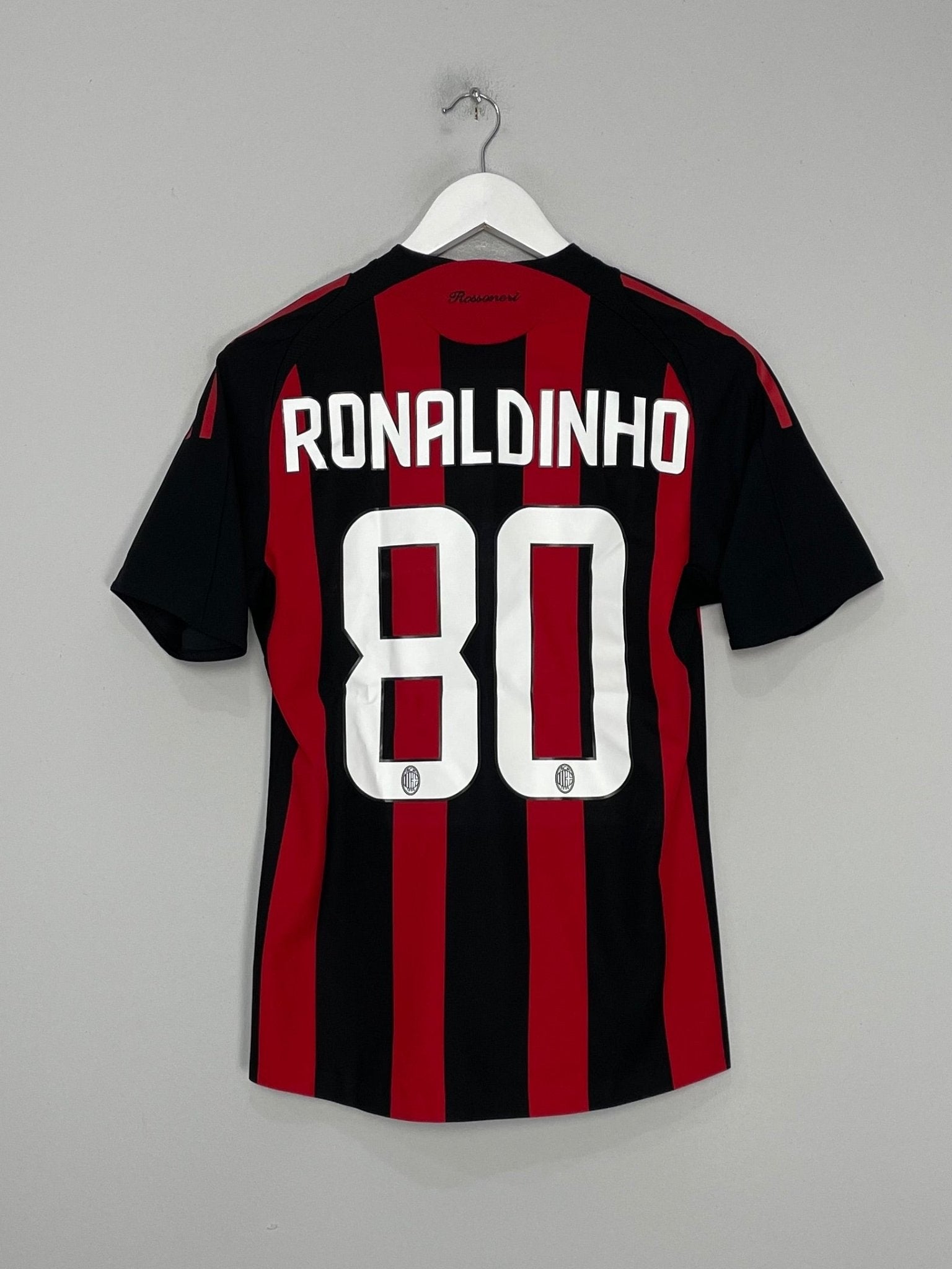 2008/09 AC MILAN RONALDINHO #80 *PLAYER ISSUE* HOME SHIRT (S