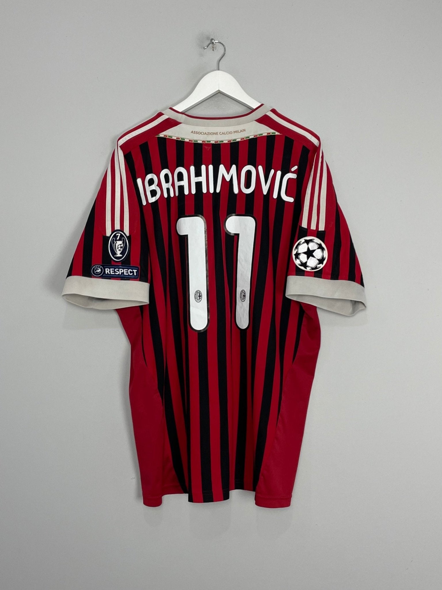 2011/12 AC MILAN IBRAHIMOVIC #11 C/L HOME SHIRT (XXL) ADIDAS