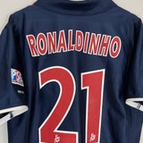 Shop 2001/02 PSG RONALDINHO #21 HOME SHIRT (XL) NIKE, classic football shirts, vintage football shirts & retro soccer jerseys at Cult Kits