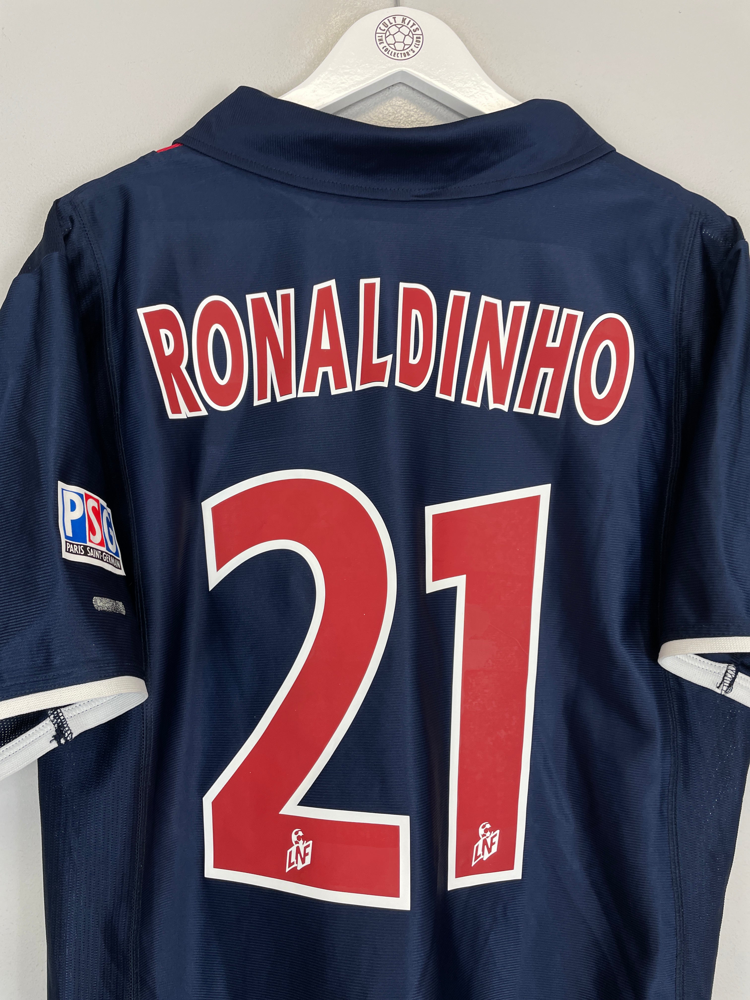 Shop 2001/02 PSG RONALDINHO #21 HOME SHIRT (XL) NIKE, classic football shirts, vintage football shirts & retro soccer jerseys at Cult Kits