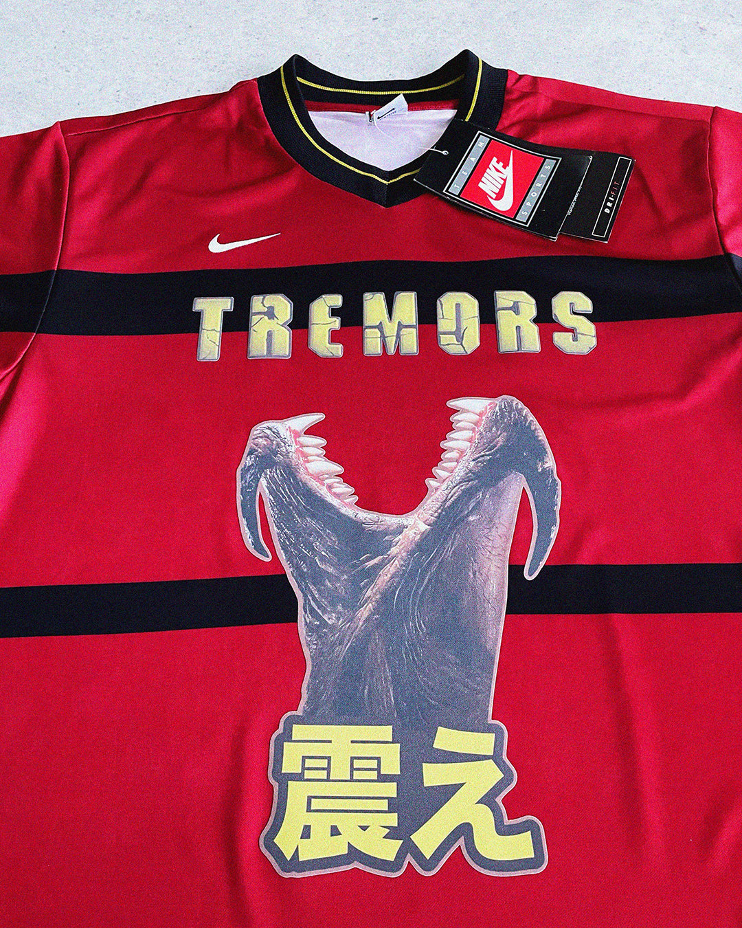 Shop 1990 CULT KITS X TREMORS JAPANESE MOVIE MASHUP (L) NIKE, classic football shirts, vintage football shirts & retro soccer jerseys at Cult Kits