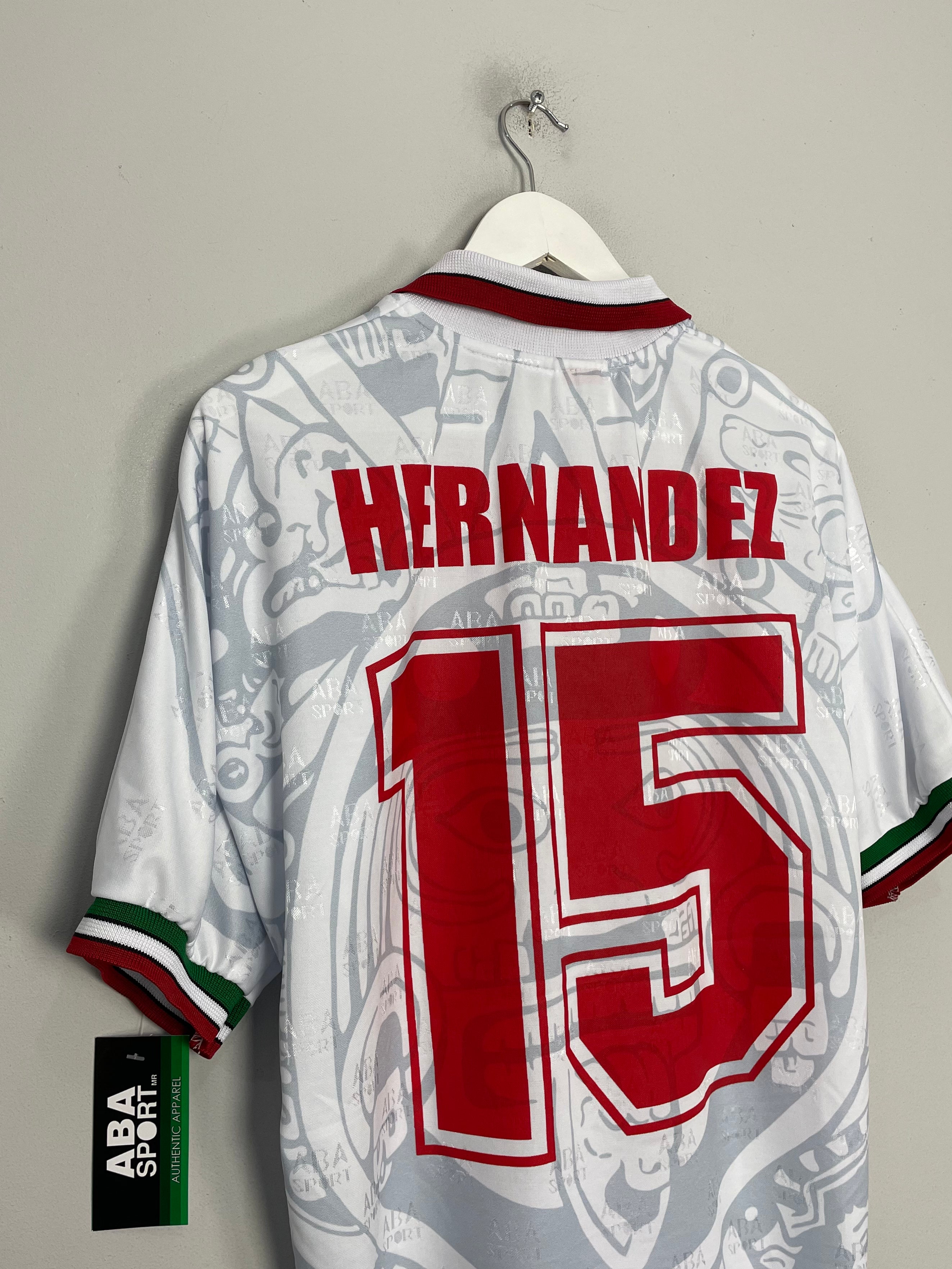Shop 1998 Mexico Hernandez #15 *Reissue* Away (Multiple Sizes) ABA Sport, classic football shirts, vintage football shirts & retro soccer jerseys at Cult Kits