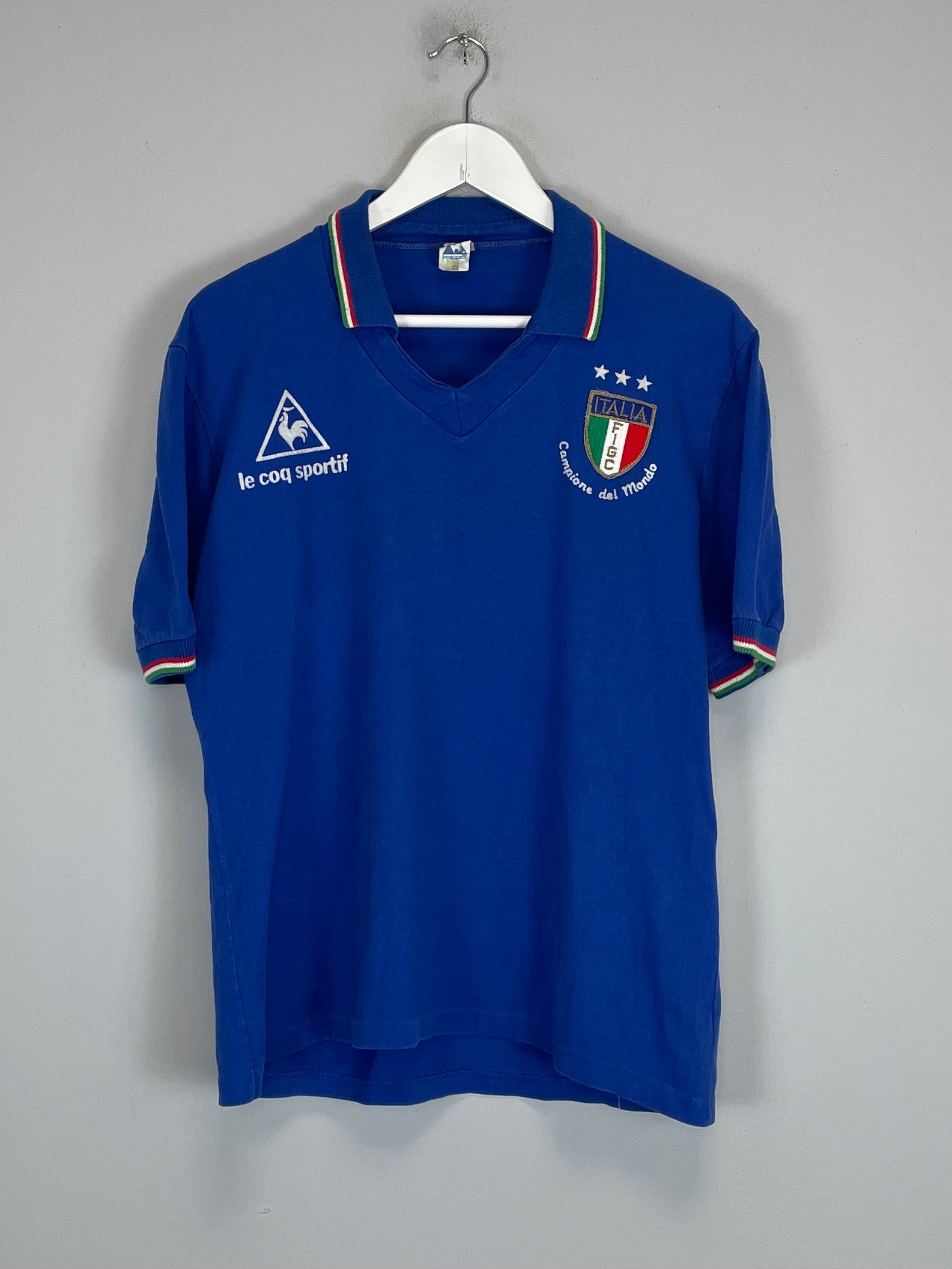 Shop 1982 ITALY *CHAMPIONS* HOME SHIRT (M) LE COQ SPORTIF, classic football shirts, vintage football shirts & retro soccer jerseys at Cult Kits