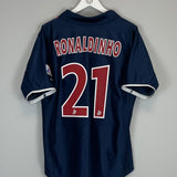 Shop 2001/02 PSG RONALDINHO #21 HOME SHIRT (XL) NIKE, classic football shirts, vintage football shirts & retro soccer jerseys at Cult Kits