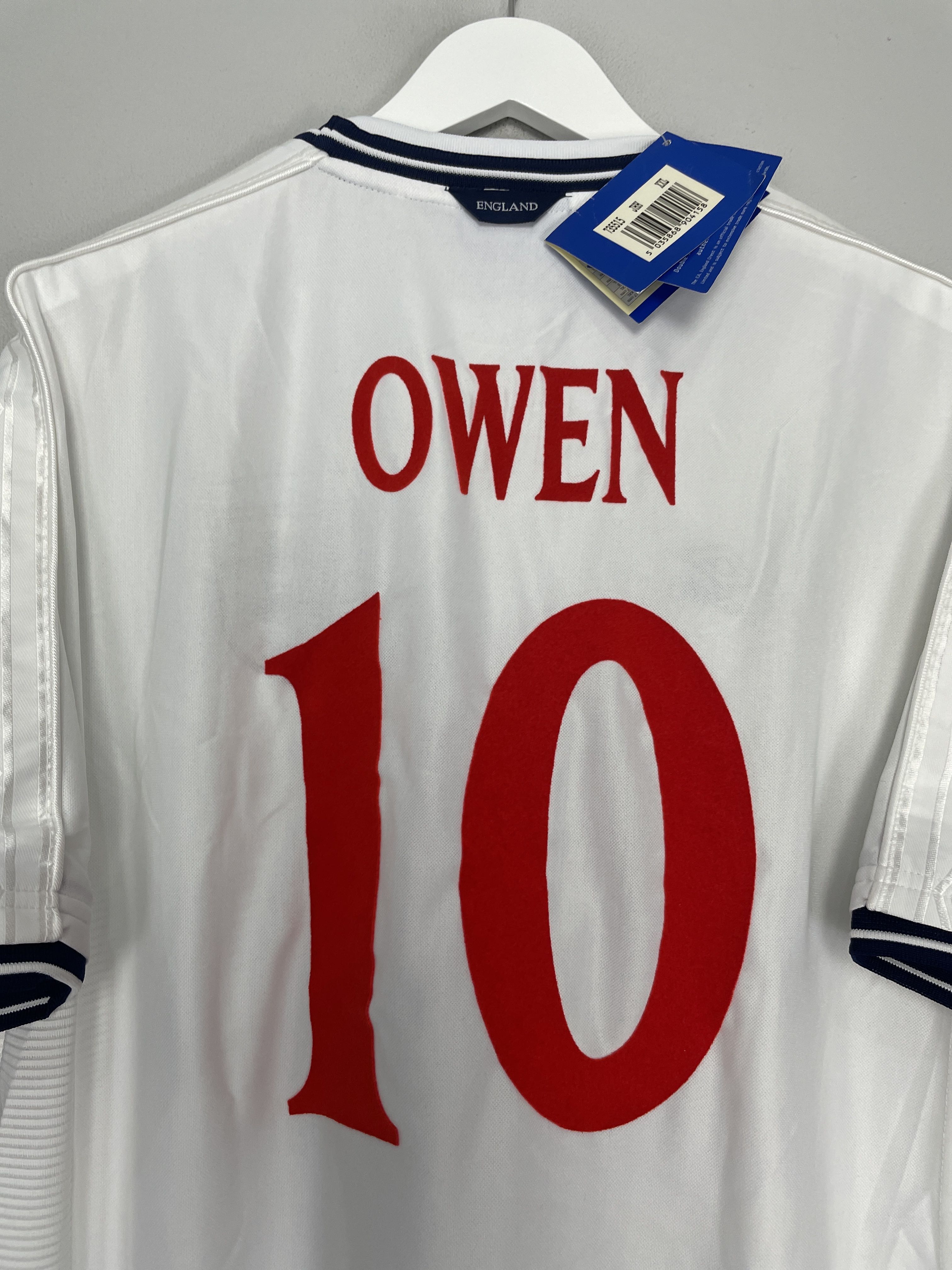 Shop 1999/01 ENGLAND OWEN #10 *SIGNED* BNWT HOME SHIRT (XXL) UMBRO, classic football shirts, vintage football shirts & retro soccer jerseys at Cult Kits