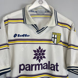 Shop 1998/99 PARMA AWAY SHIRT (M) LOTTO, classic football shirts, vintage football shirts & retro soccer jerseys at Cult Kits