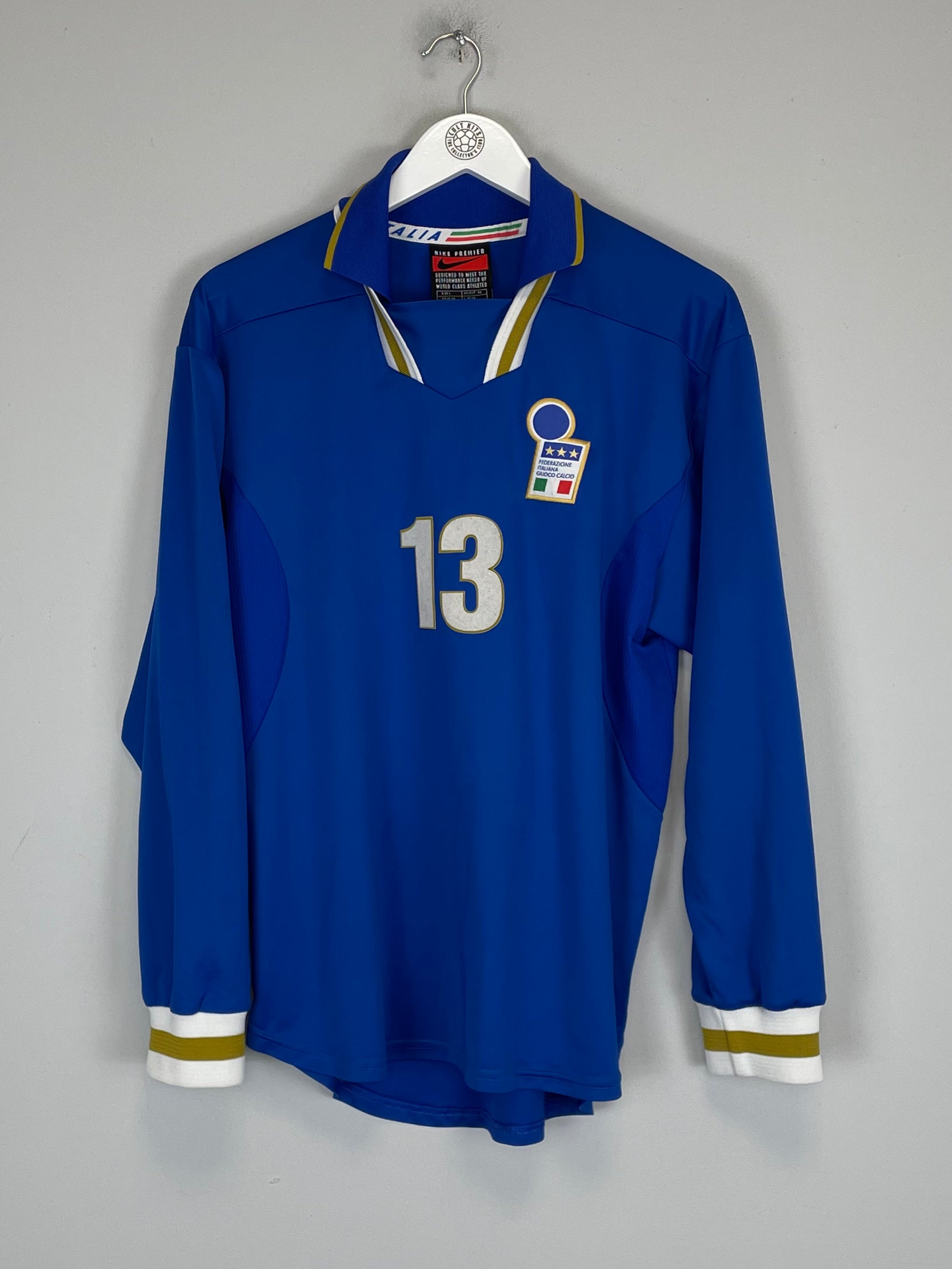 Shop 1996/97 ITALY #13 L/S *PLAYER ISSUE* HOME SHIRT (L) NIKE, classic football shirts, vintage football shirts & retro soccer jerseys at Cult Kits