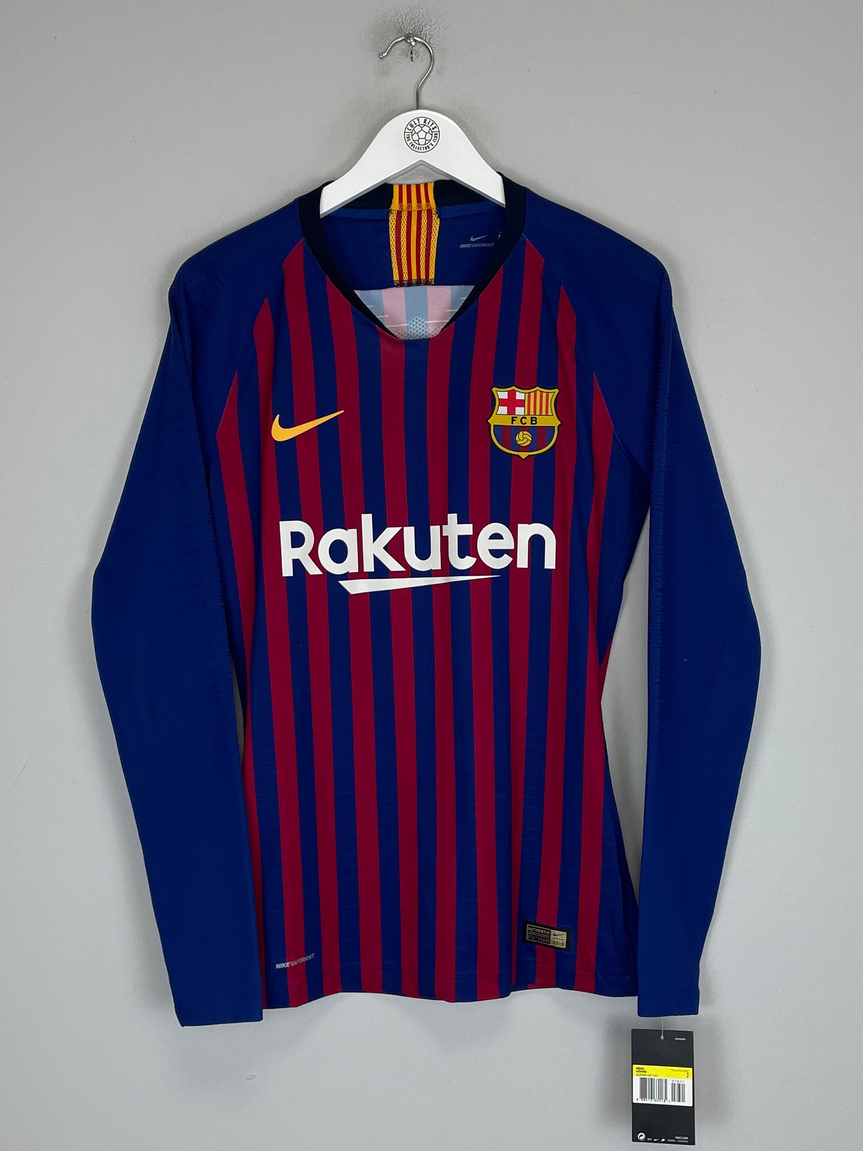 Shop 2018/19 BARCELONA *PLAYER ISSUE* BNWT L/S HOME SHIRT (S) NIKE, classic football shirts, vintage football shirts & retro soccer jerseys at Cult Kits