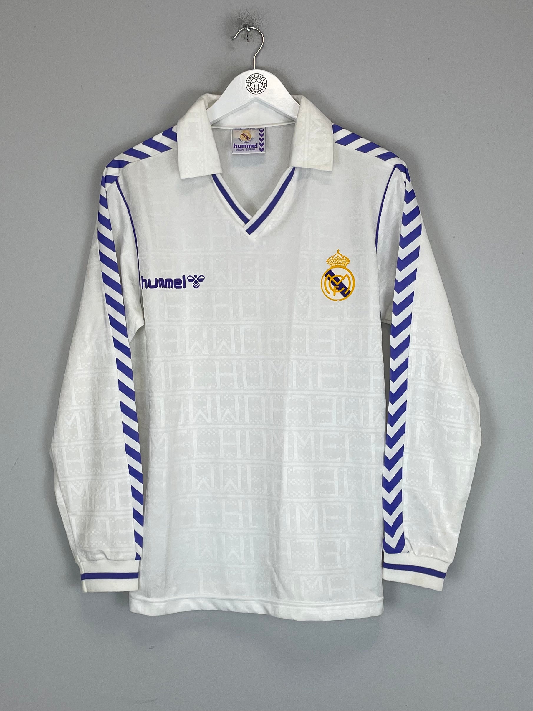 Shop 1989/90 REAL MADRID L/S *MINT* HOME SHIRT (L) HUMMEL, classic football shirts, vintage football shirts & retro soccer jerseys at Cult Kits