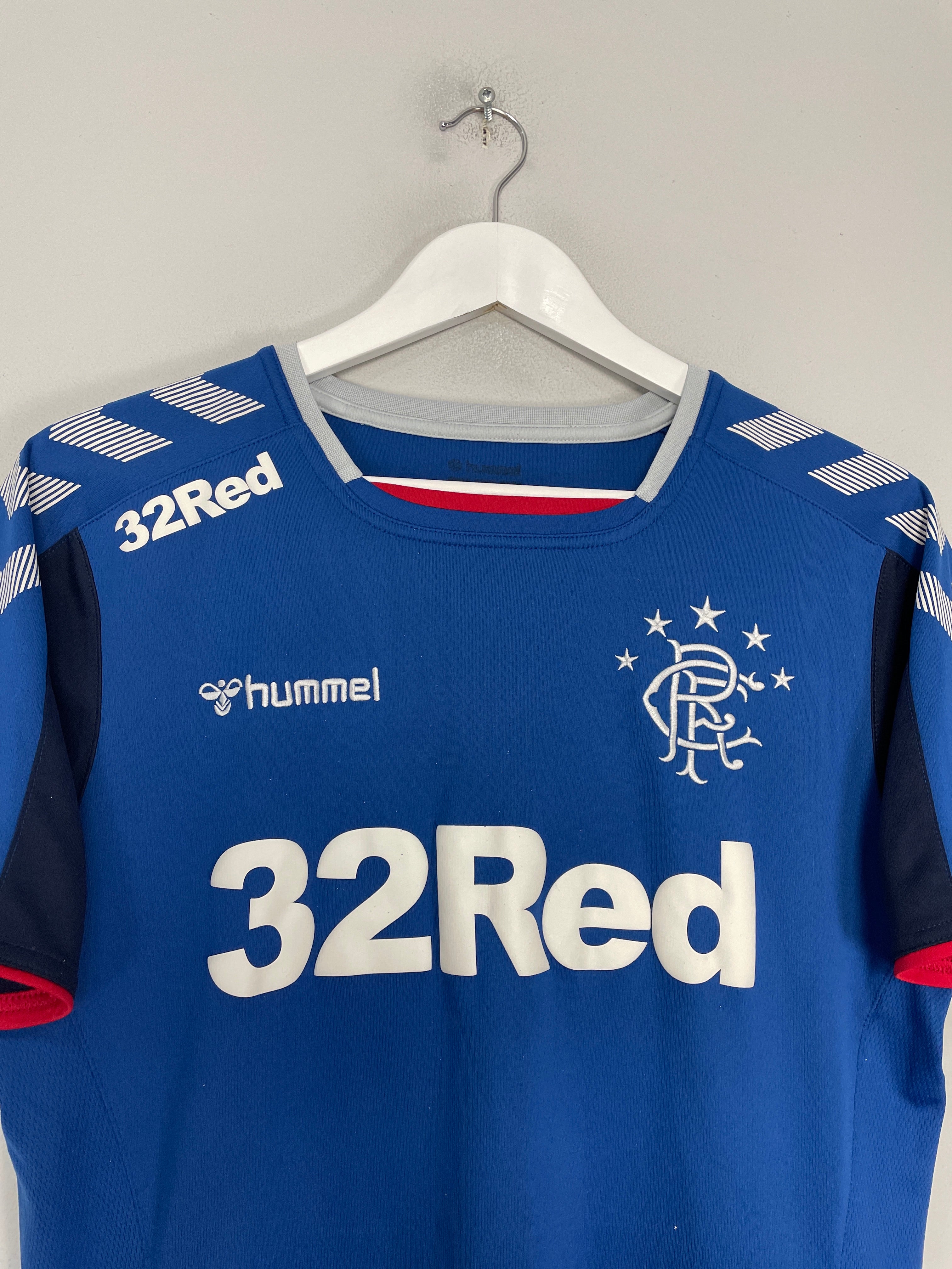 Shop 2018/19 RANGERS TRAINING SHIRT (S) HUMMEL, classic football shirts, vintage football shirts & retro soccer jerseys at Cult Kits