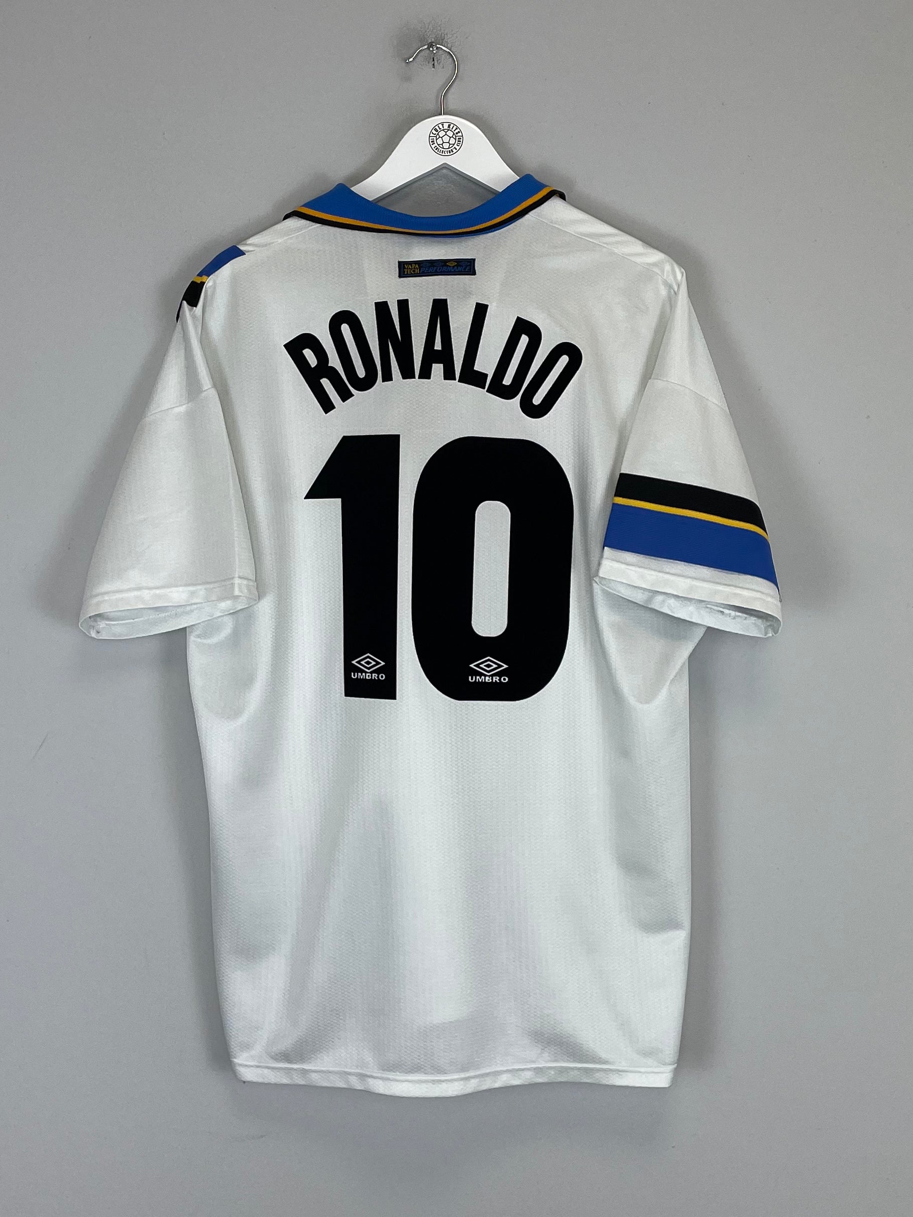 Shop 1997/98 INTER MILAN RONALDO #10 AWAY SHIRT (XL) UMBRO, classic football shirts, vintage football shirts & retro soccer jerseys at Cult Kits