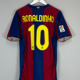 Shop 2007/08 BARCELONA RONALDINHO #10 HOME SHIRT (M) NIKE, classic football shirts, vintage football shirts & retro soccer jerseys at Cult Kits
