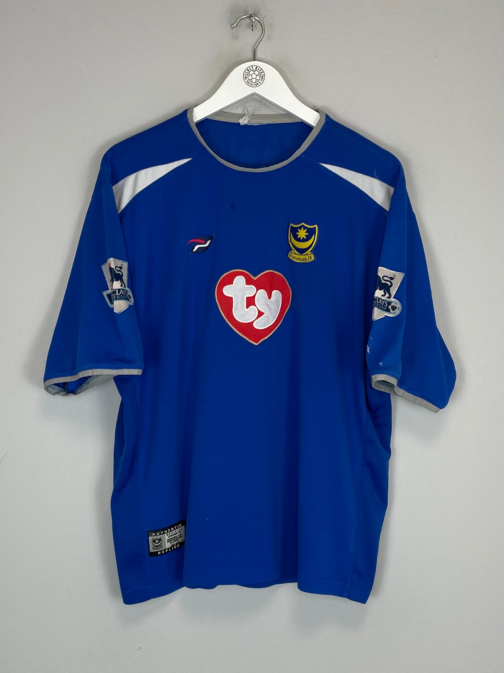 Shop 2003/05 PORTSMOUTH STEFANOVIC #3 HOME SHIRT (S) OM, classic football shirts, vintage football shirts & retro soccer jerseys at Cult Kits
