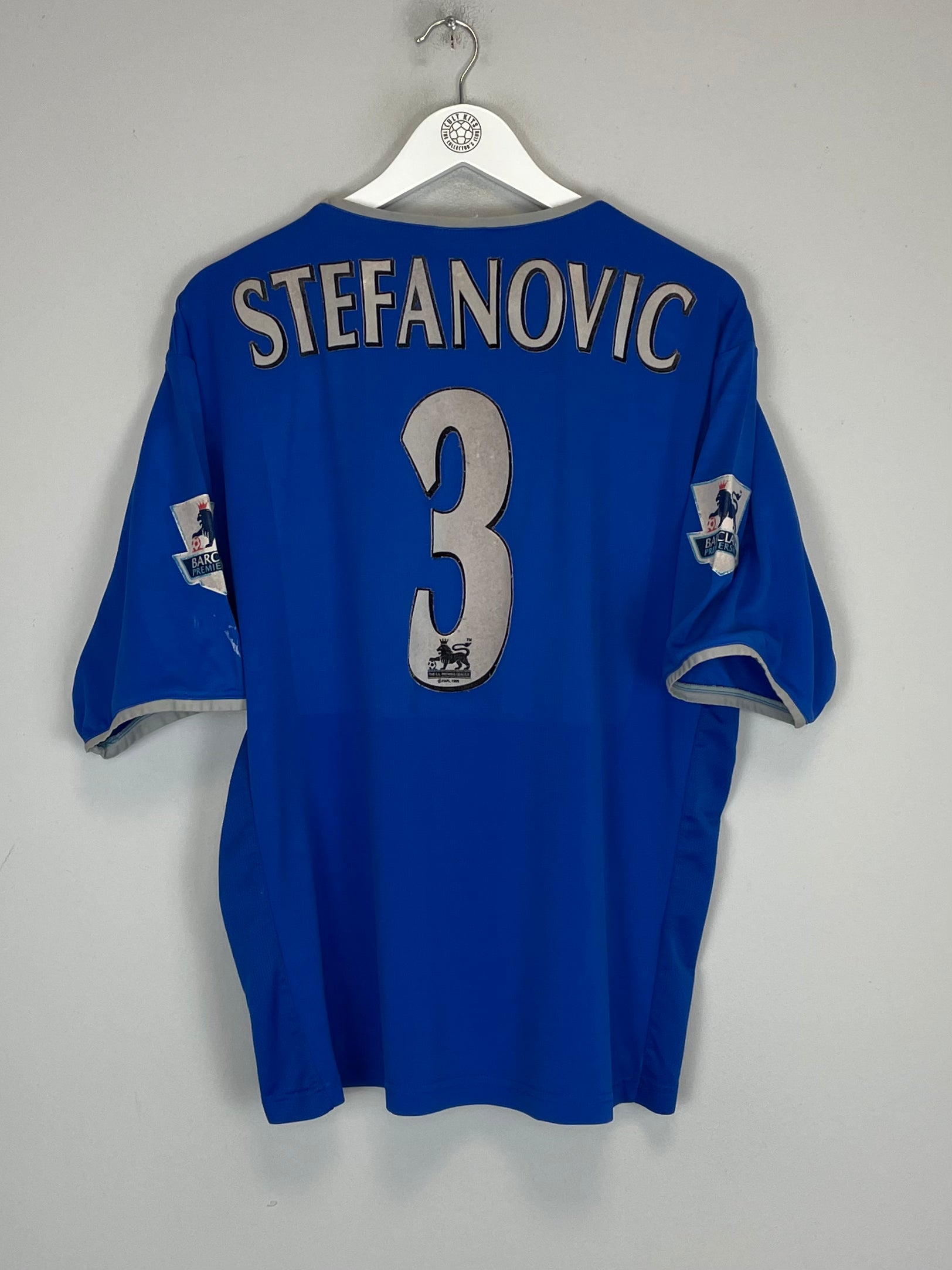 Shop 2003/05 PORTSMOUTH STEFANOVIC #3 HOME SHIRT (S) OM, classic football shirts, vintage football shirts & retro soccer jerseys at Cult Kits