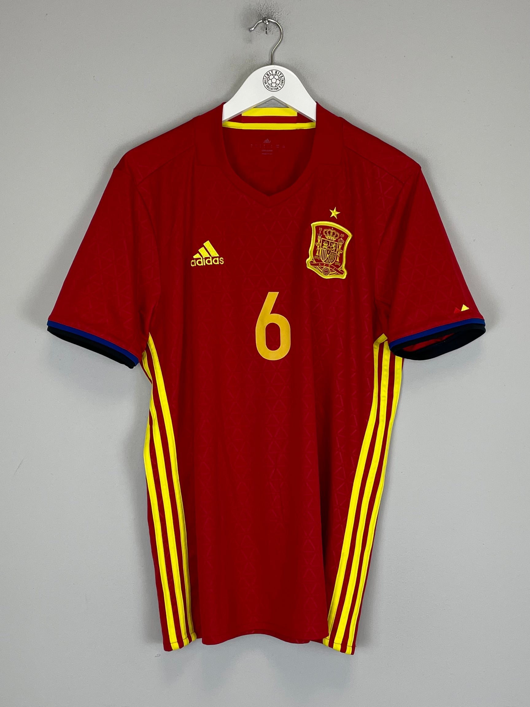 Shop 2016/17 SPAIN A.INIESTA #6 HOME SHIRT (L) ADIDAS, classic football shirts, vintage football shirts & retro soccer jerseys at Cult Kits