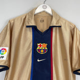 Shop 2001/03 BARCELONA AWAY SHIRT (M) NIKE, classic football shirts, vintage football shirts & retro soccer jerseys at Cult Kits