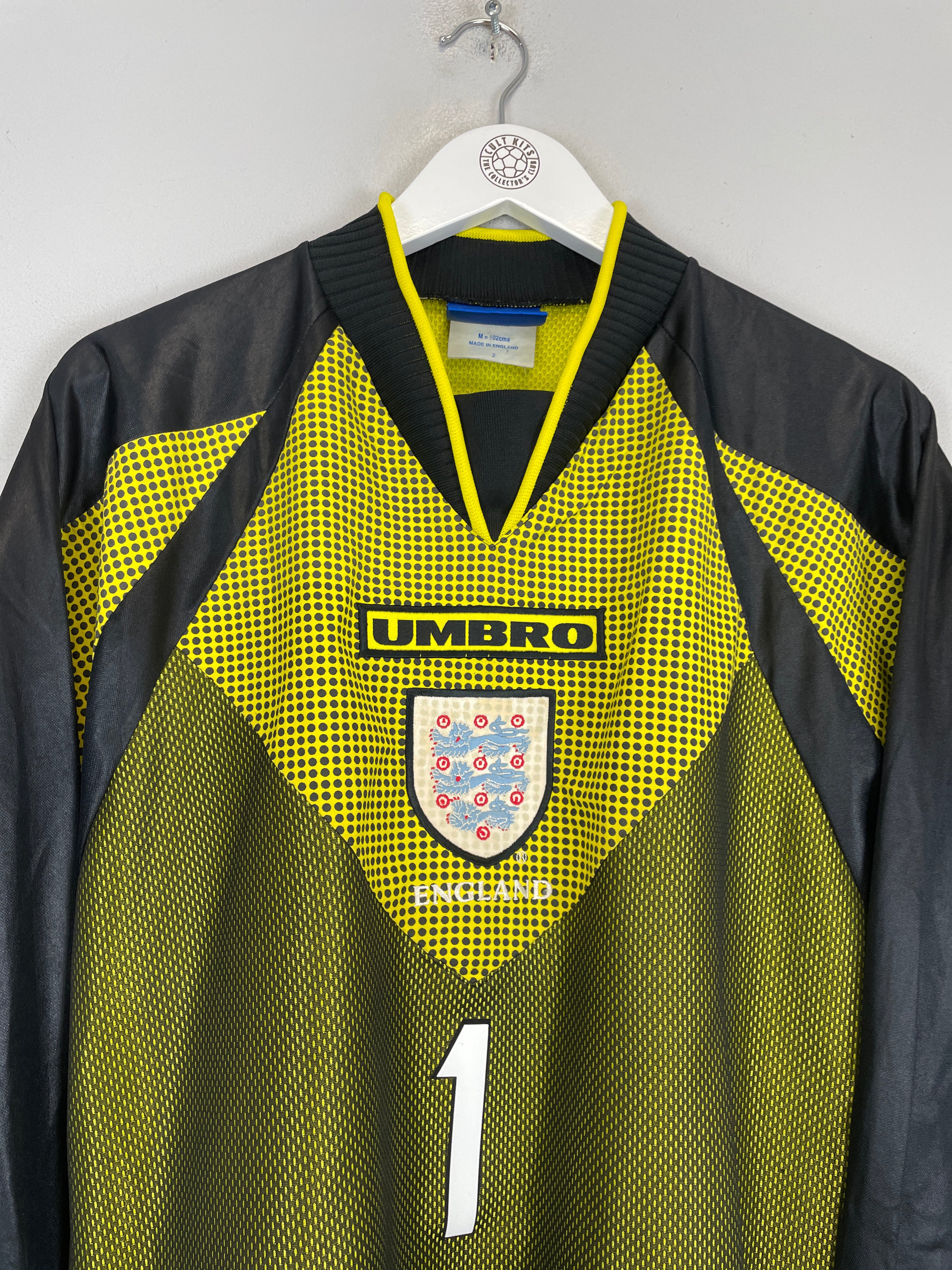 Shop 1998/99 ENGLAND SEAMAN #1 GK SHIRT (L) UMBRO, classic football shirts, vintage football shirts & retro soccer jerseys at Cult Kits