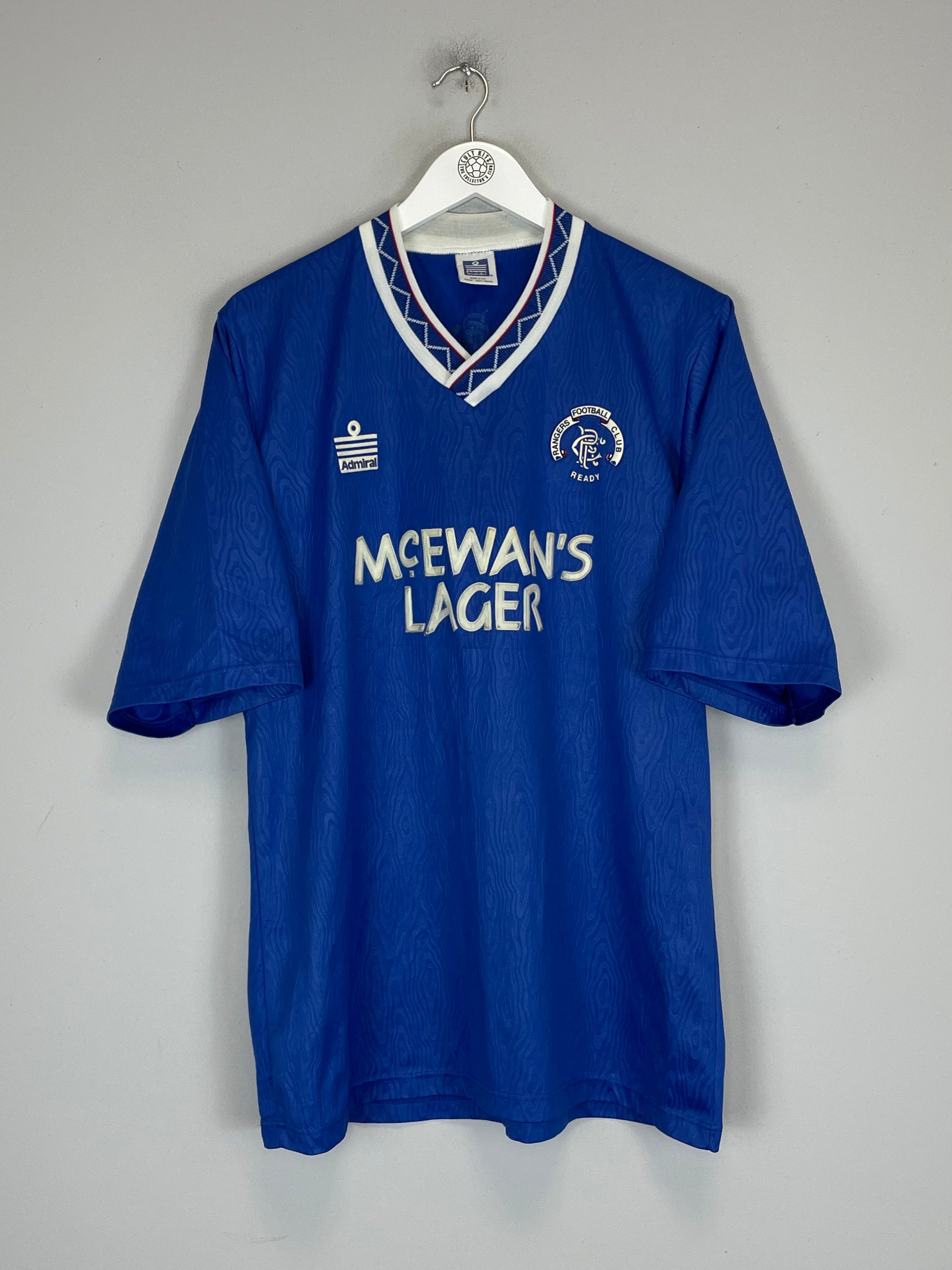 Shop 1990/92 RANGERS HOME SHIRT (L) ADMIRAL, classic football shirts, vintage football shirts & retro soccer jerseys at Cult Kits