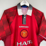 Shop 1996/98 MANCHESTER UNITED CANTONA #7 HOME SHIRT (L) UMBRO, classic football shirts, vintage football shirts & retro soccer jerseys at Cult Kits