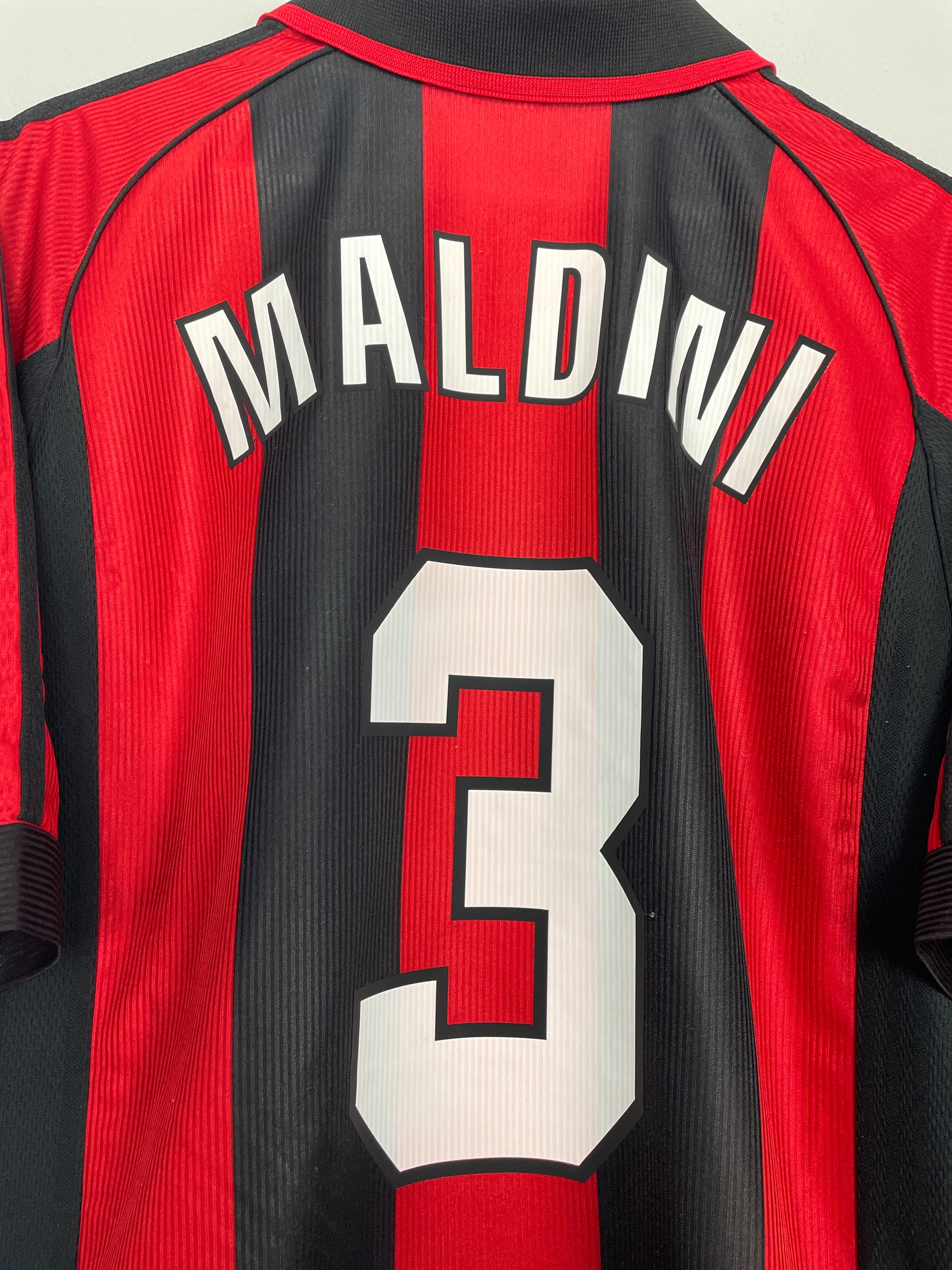 Shop 1998/99 AC MILAN MALDINI #3 HOME SHIRT (L) ADIDAS, classic football shirts, vintage football shirts & retro soccer jerseys at Cult Kits