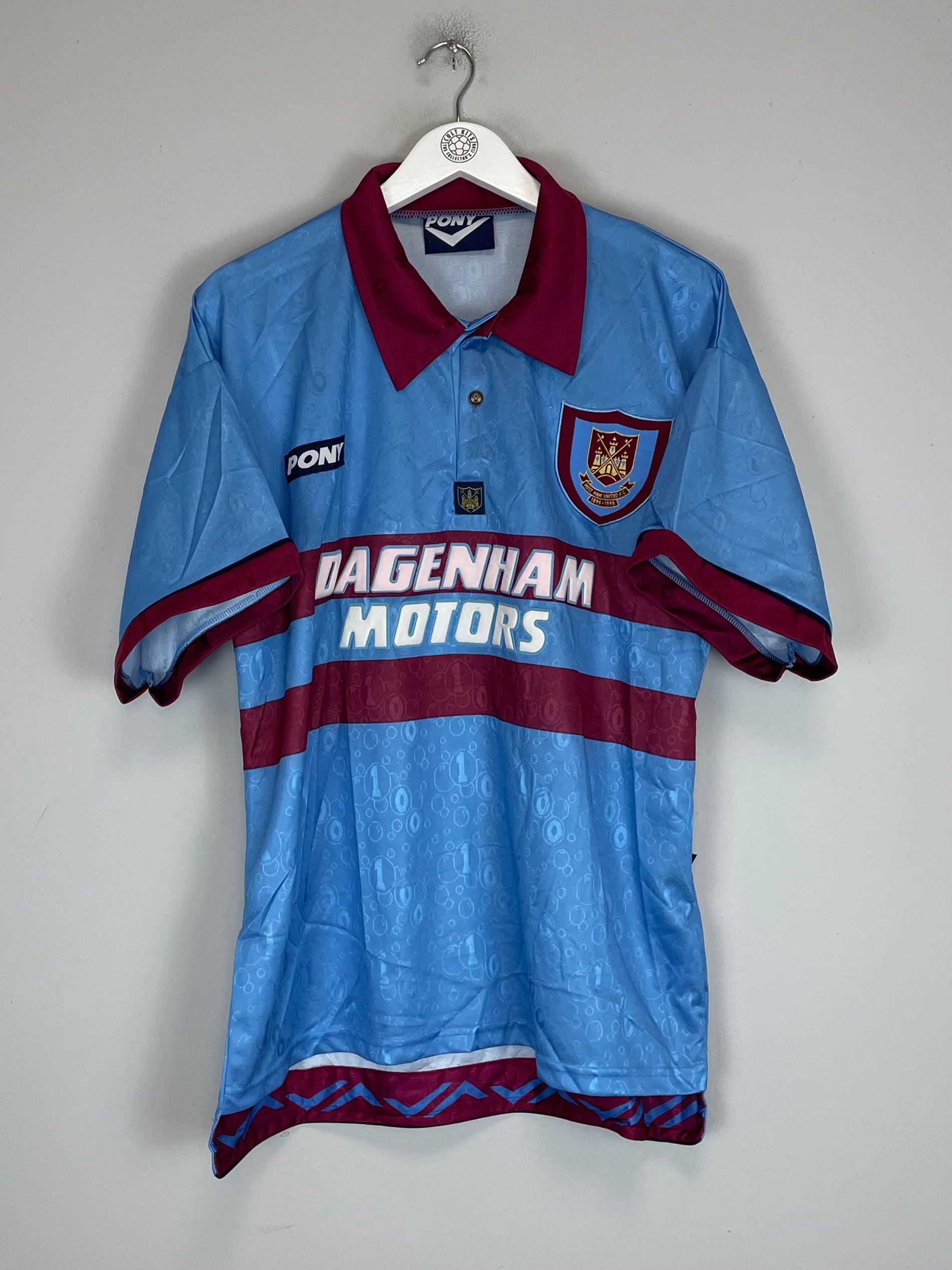 Shop 1995/97 WEST HAM *MINT* CENTENARY AWAY SHIRT (L) PONY, classic football shirts, vintage football shirts & retro soccer jerseys at Cult Kits
