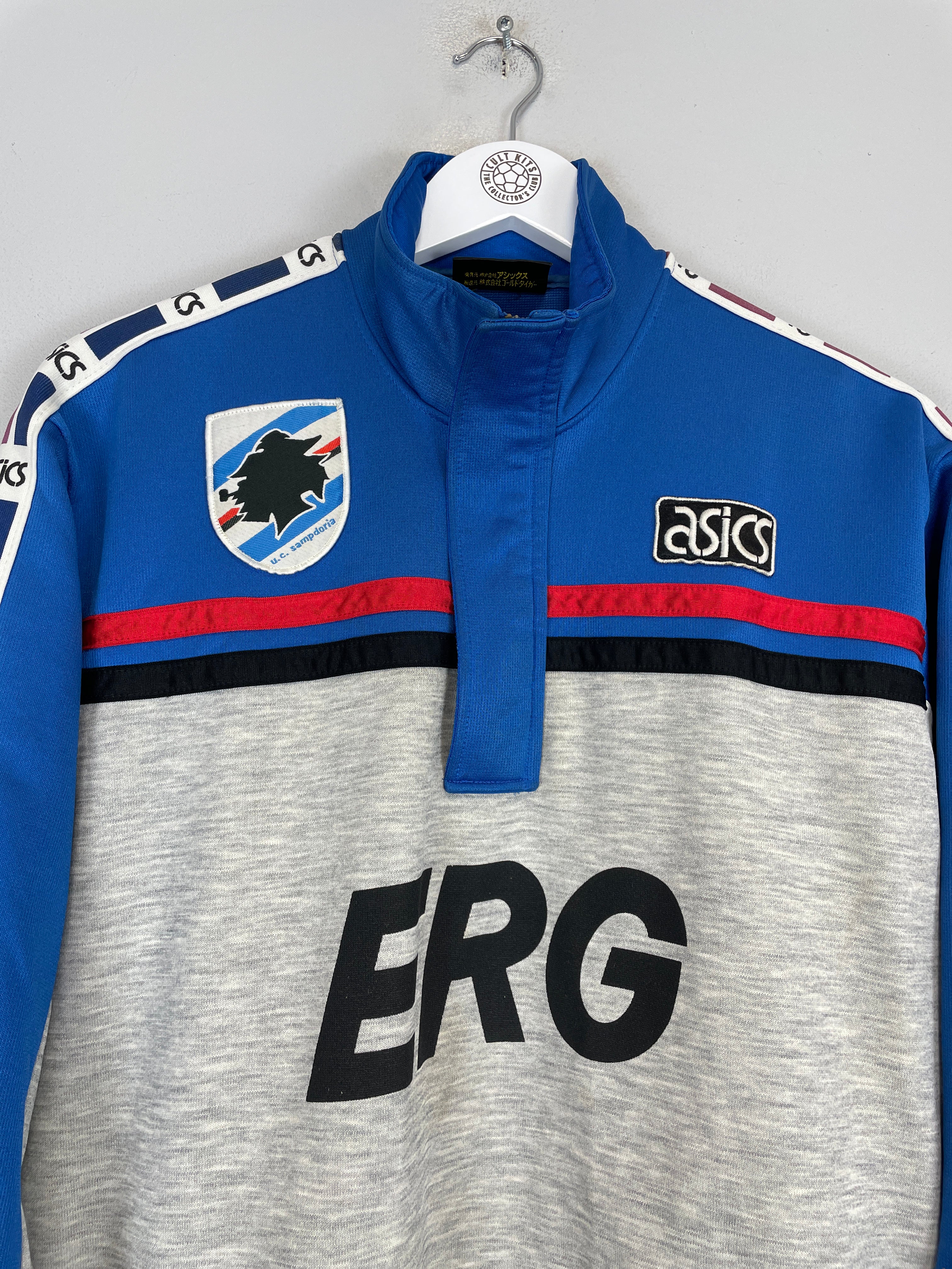Shop 1990/91 SAMPDORIA 1/4 ZIP (M) ASICS, classic football shirts, vintage football shirts & retro soccer jerseys at Cult Kits