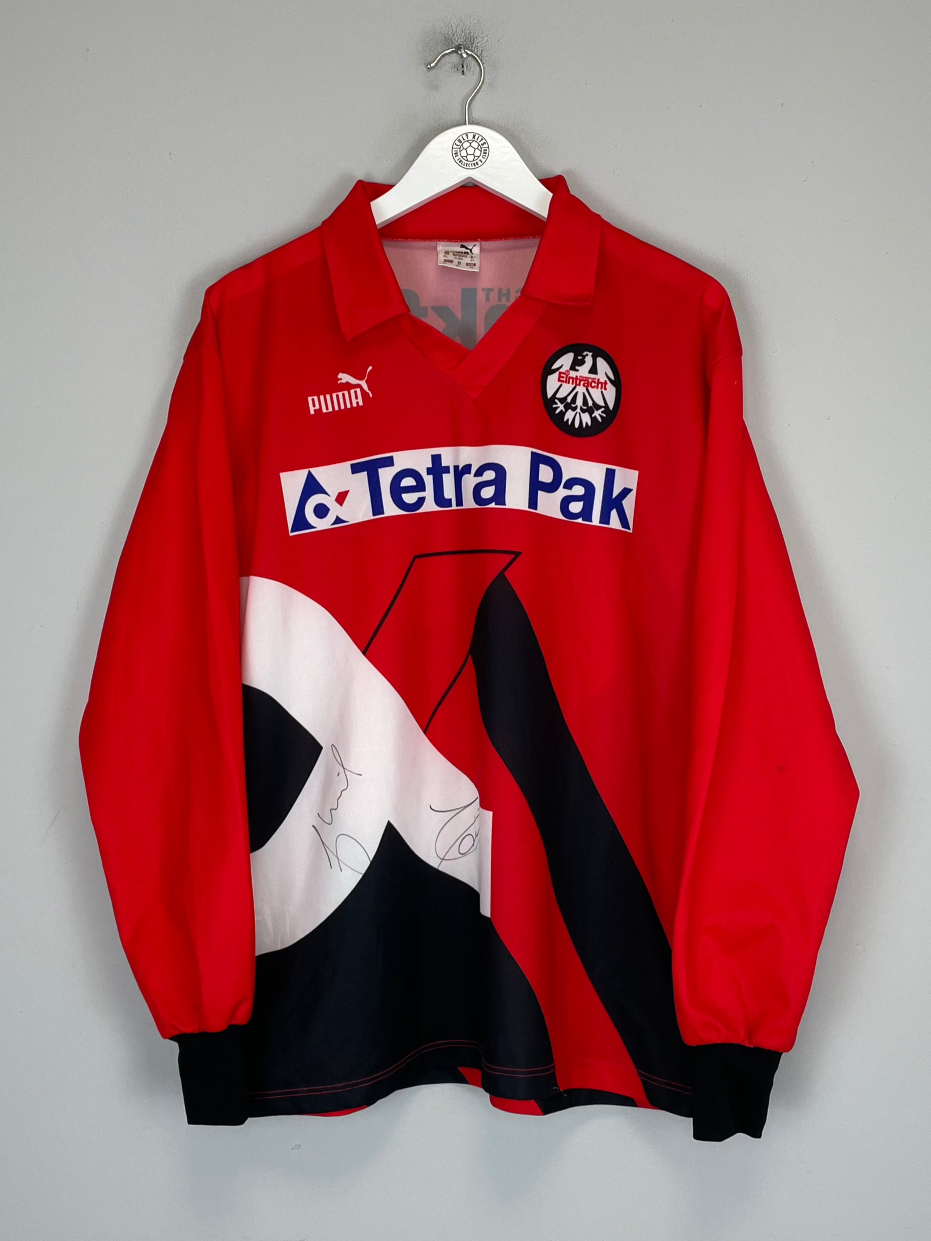 Shop 1993/94 EINTRACHT FRANKFURT *SIGNED* L/S HOME SHIRT (XL) PUMA, classic football shirts, vintage football shirts & retro soccer jerseys at Cult Kits