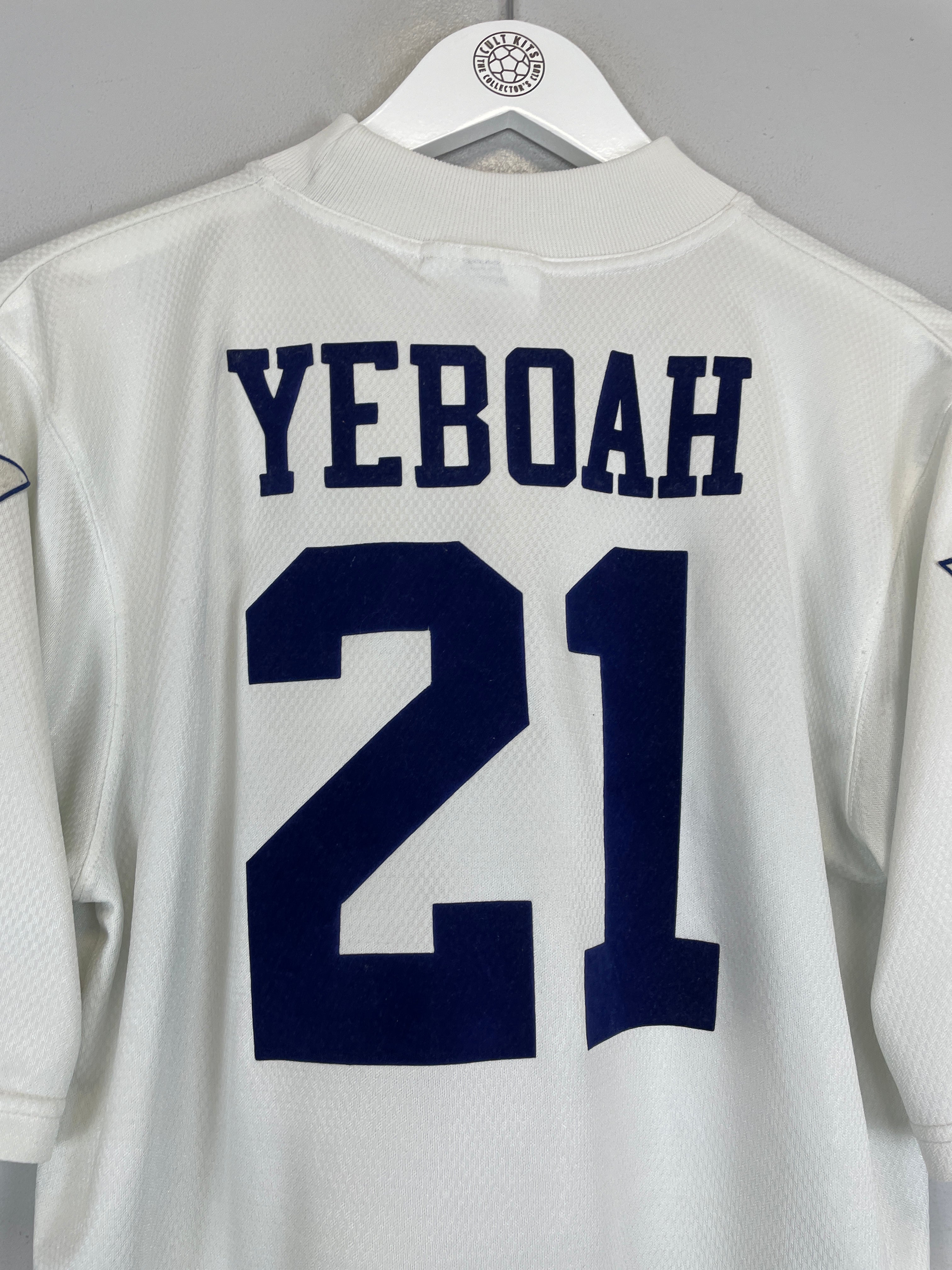 Shop 1995/96 LEEDS UNITED YEBOAH #21 HOME SHIRT (M) ASICS, classic football shirts, vintage football shirts & retro soccer jerseys at Cult Kits