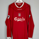 Shop 2002/04 LIVERPOOL GERRARD #17 L/S HOME SHIRT (XL) REEBOK, classic football shirts, vintage football shirts & retro soccer jerseys at Cult Kits