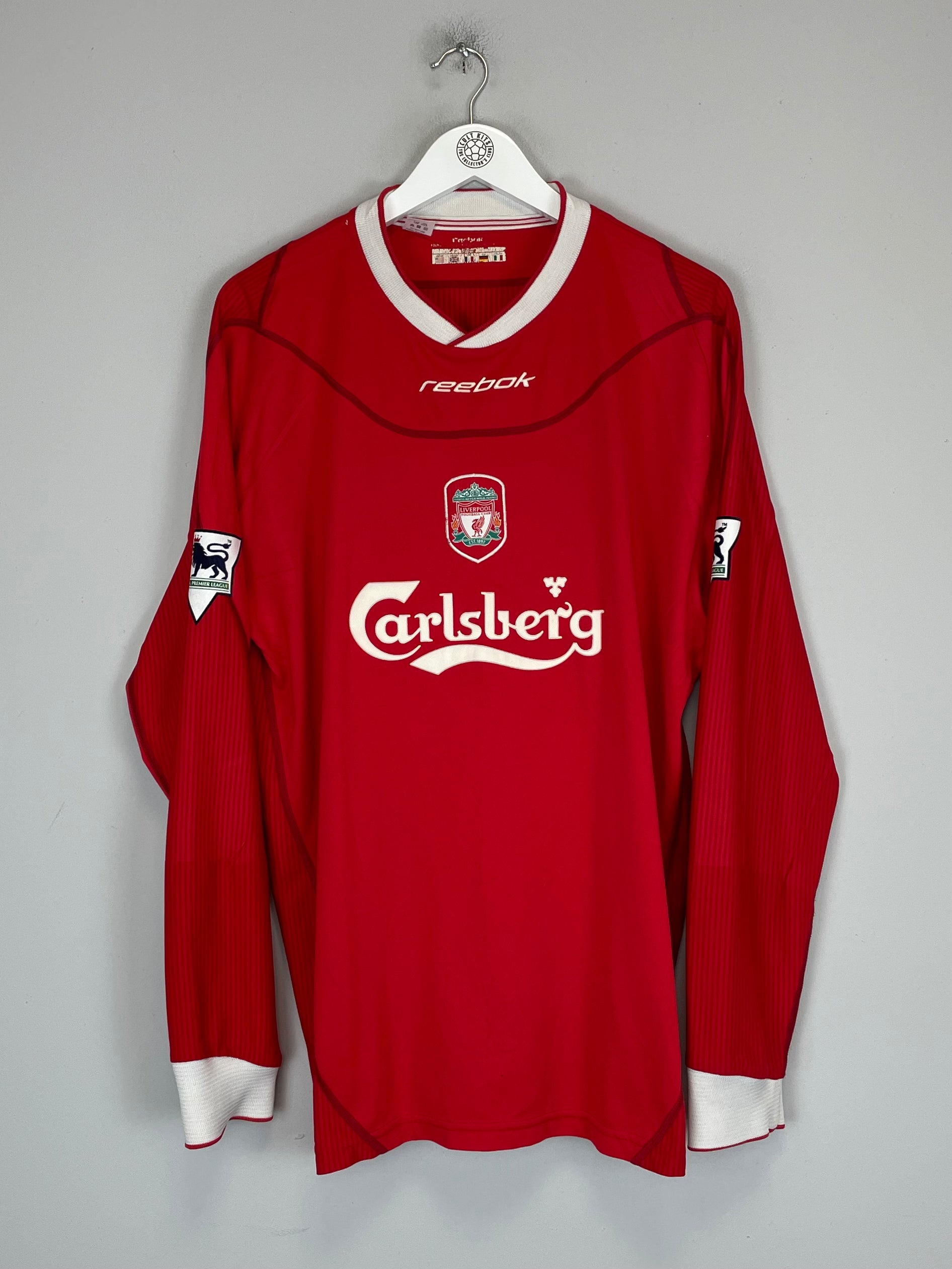 Shop 2002/04 LIVERPOOL GERRARD #17 L/S HOME SHIRT (XL) REEBOK, classic football shirts, vintage football shirts & retro soccer jerseys at Cult Kits