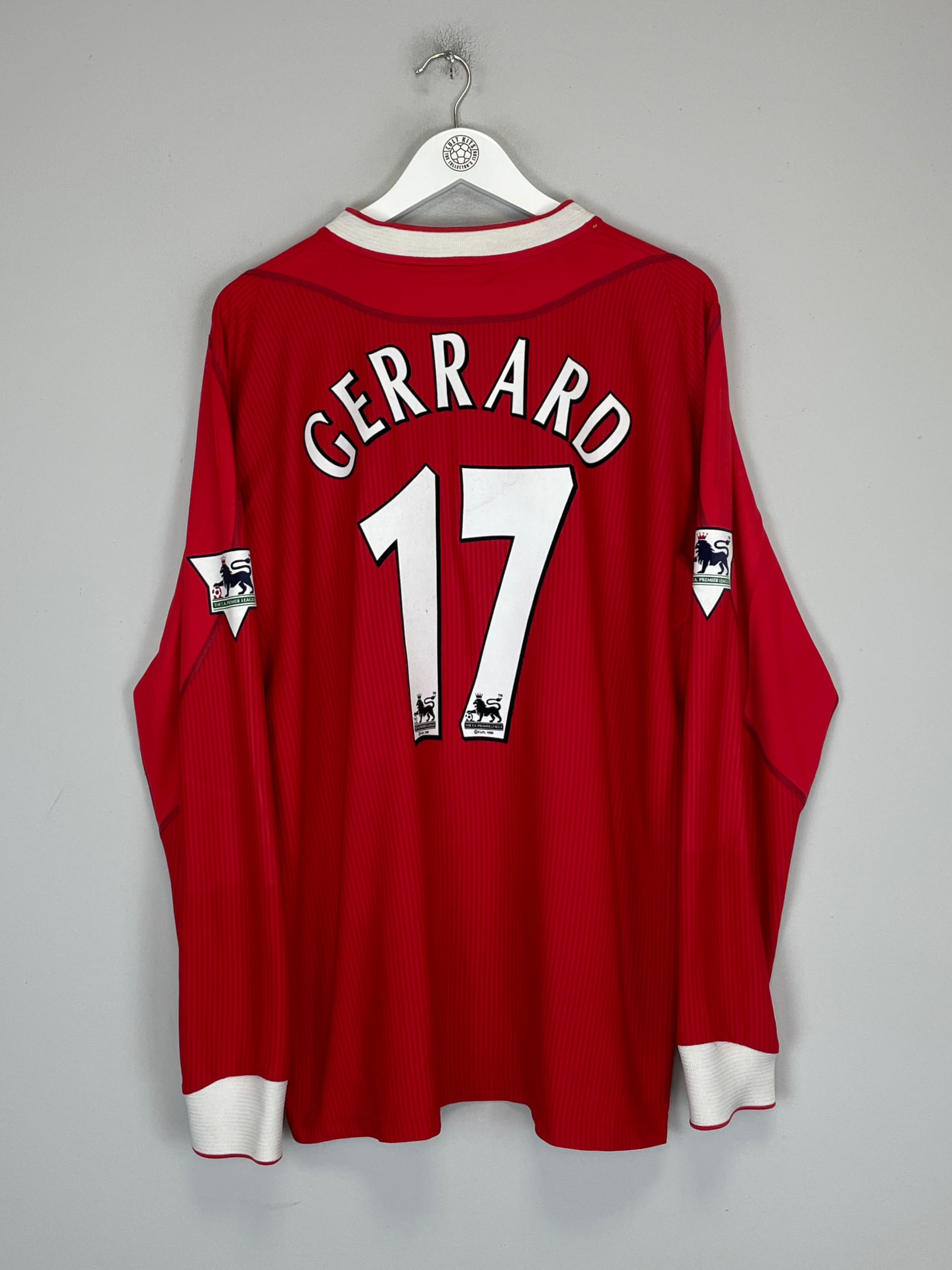Shop 2002/04 LIVERPOOL GERRARD #17 L/S HOME SHIRT (XL) REEBOK, classic football shirts, vintage football shirts & retro soccer jerseys at Cult Kits