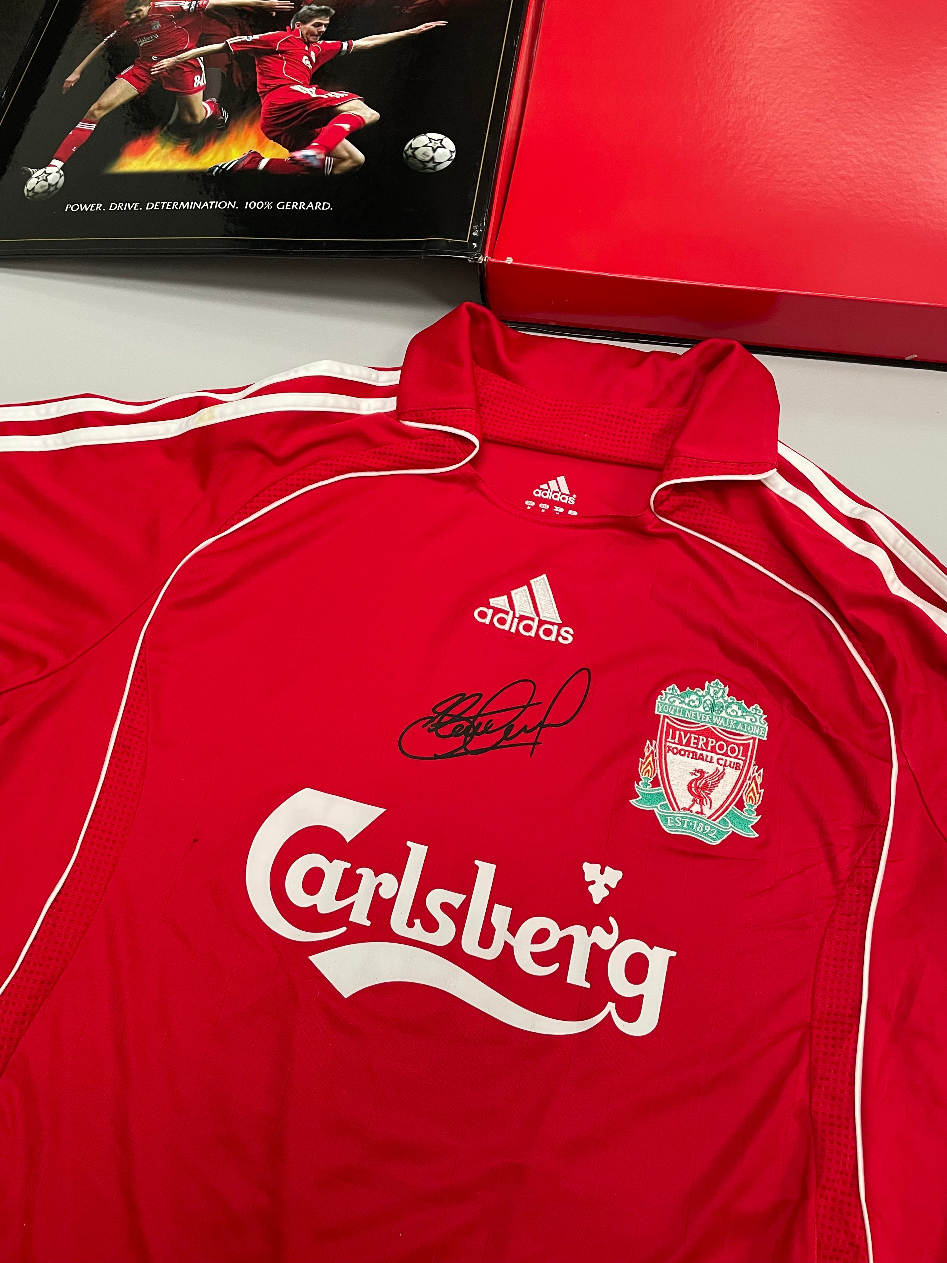 Shop 2007/08 LIVERPOOL GERRARD *LTD EDITION SIGNED* SHIRT (M) ADIDAS, classic football shirts, vintage football shirts & retro soccer jerseys at Cult Kits