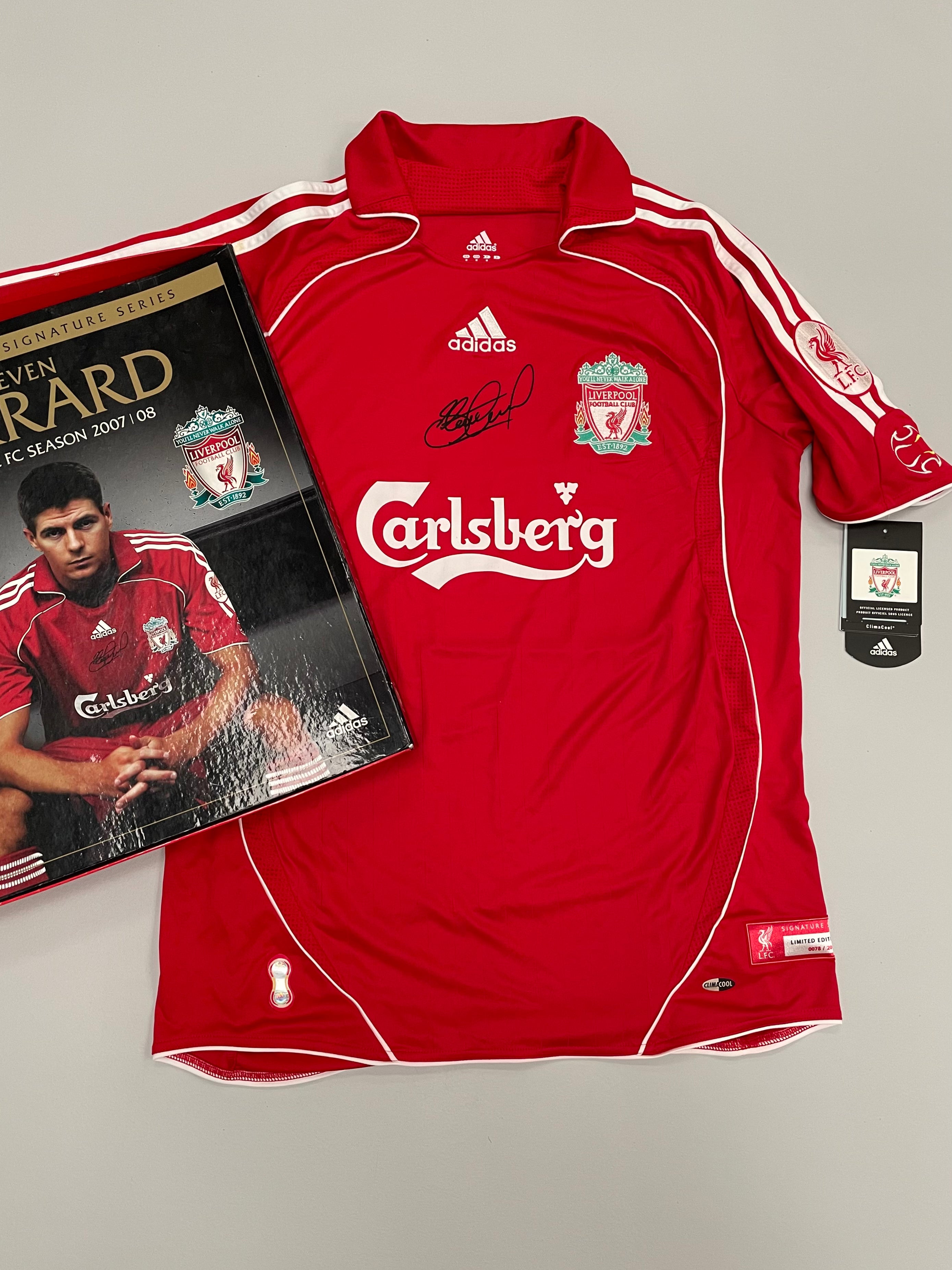 Shop 2007/08 LIVERPOOL GERRARD *LTD EDITION SIGNED* SHIRT (M) ADIDAS, classic football shirts, vintage football shirts & retro soccer jerseys at Cult Kits