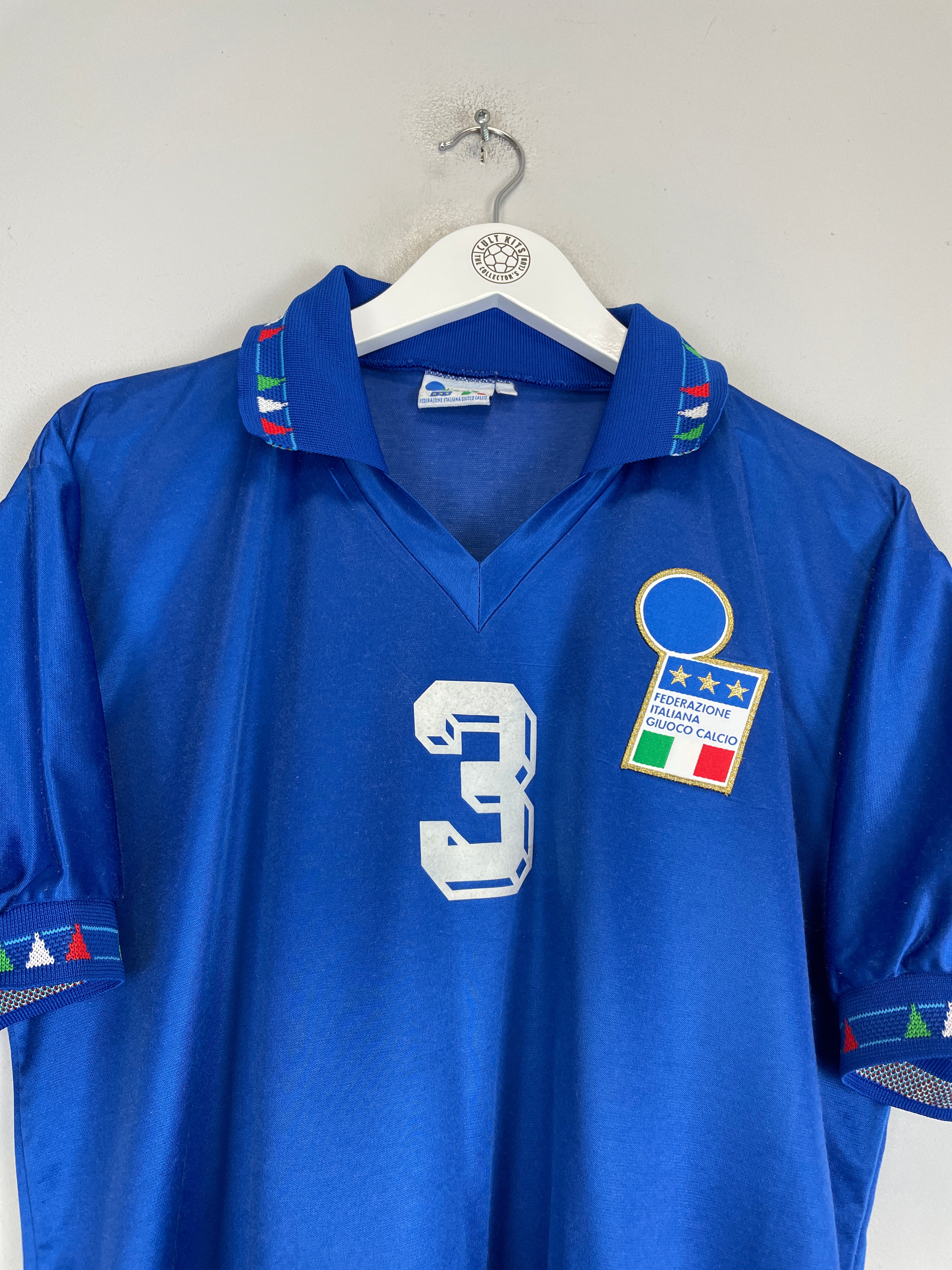 Shop 1992/93 ITALY FAVALLI #3 *PLAYER ISSUE* HOME SHIRT (L) DIADORA, classic football shirts, vintage football shirts & retro soccer jerseys at Cult Kits