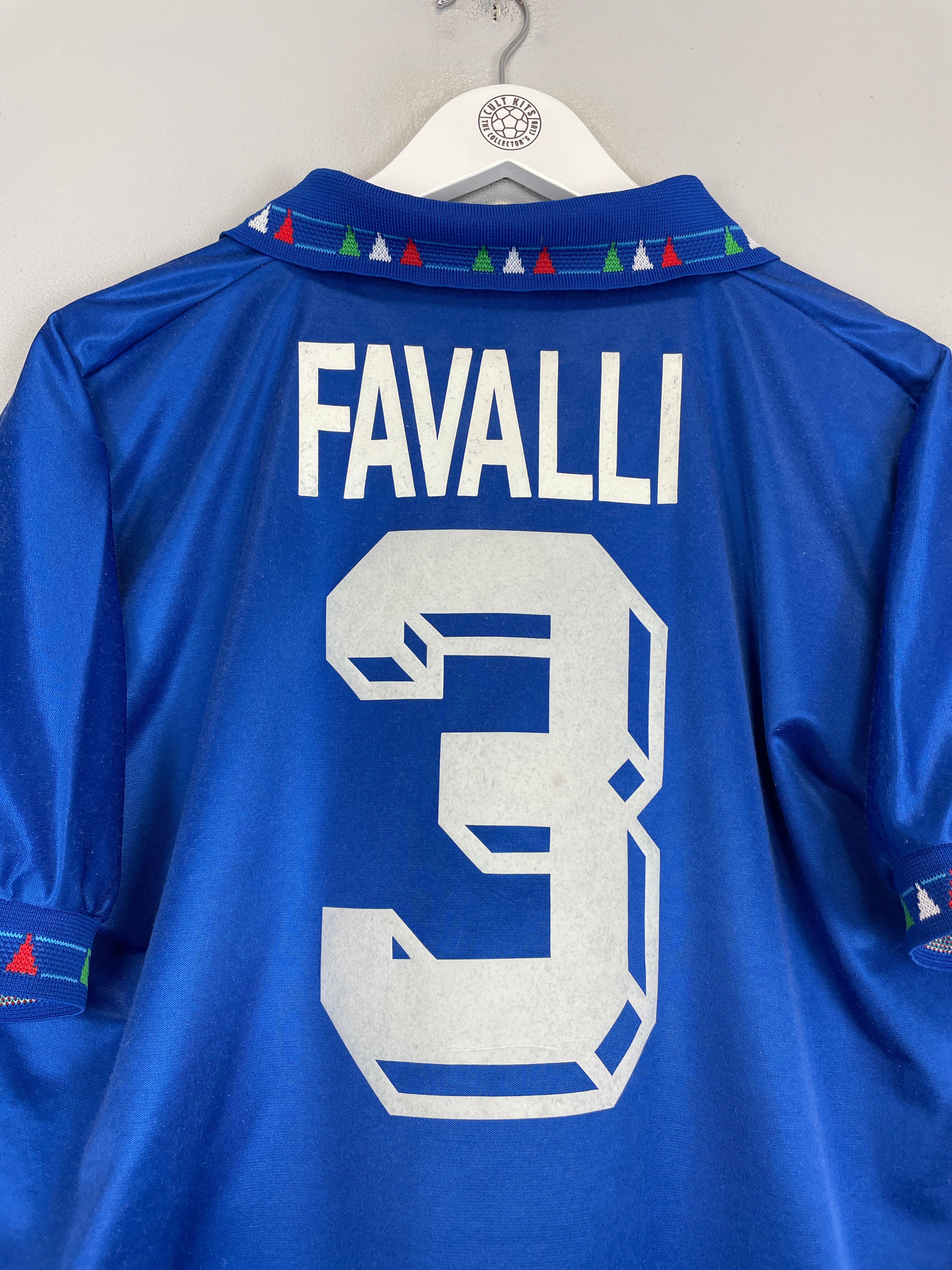 Shop 1992/93 ITALY FAVALLI #3 *PLAYER ISSUE* HOME SHIRT (L) DIADORA, classic football shirts, vintage football shirts & retro soccer jerseys at Cult Kits