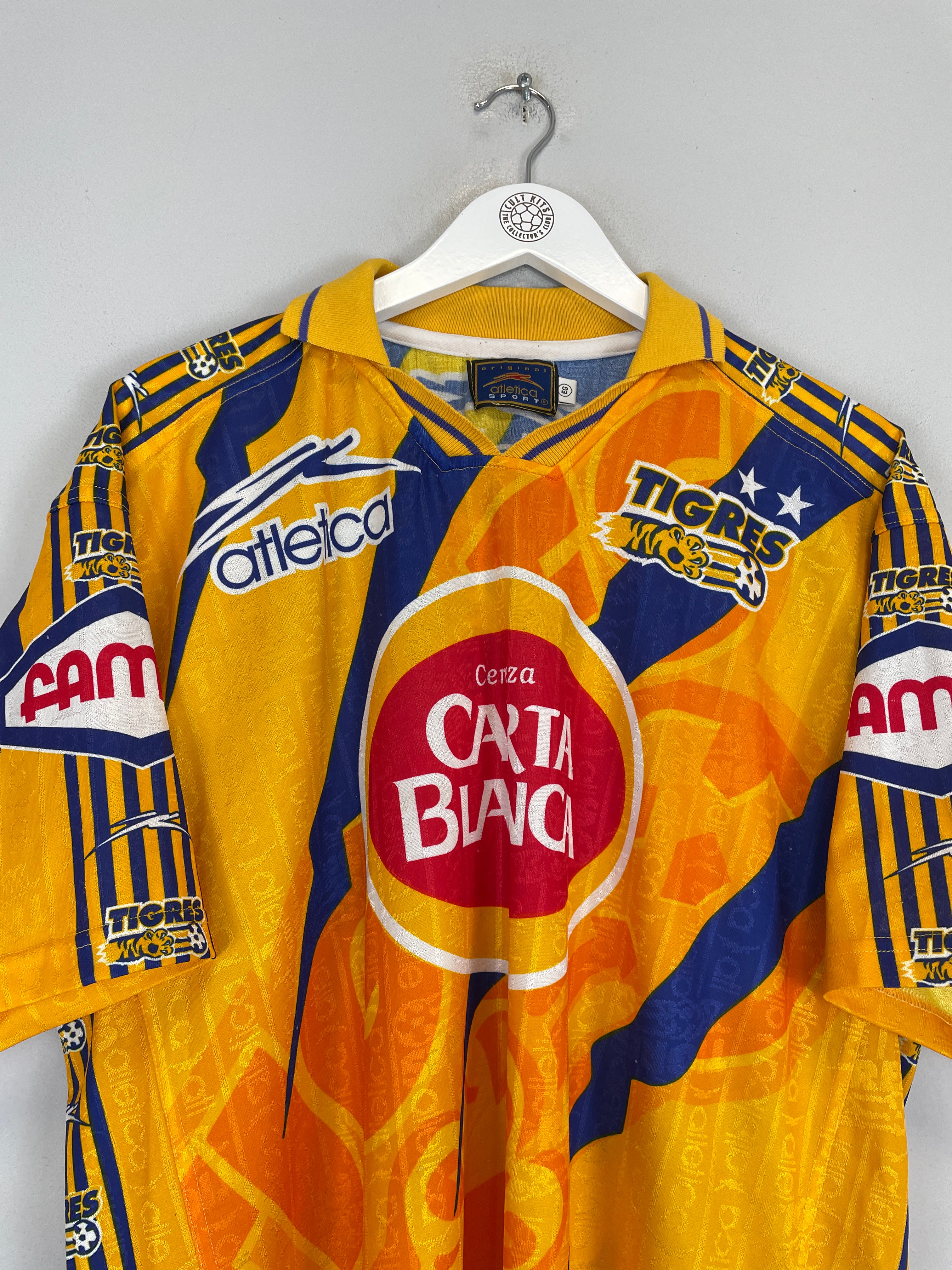 Shop 1997/98 TIGRES HOME SHIRT (XL) ATLETICA, classic football shirts, vintage football shirts & retro soccer jerseys at Cult Kits