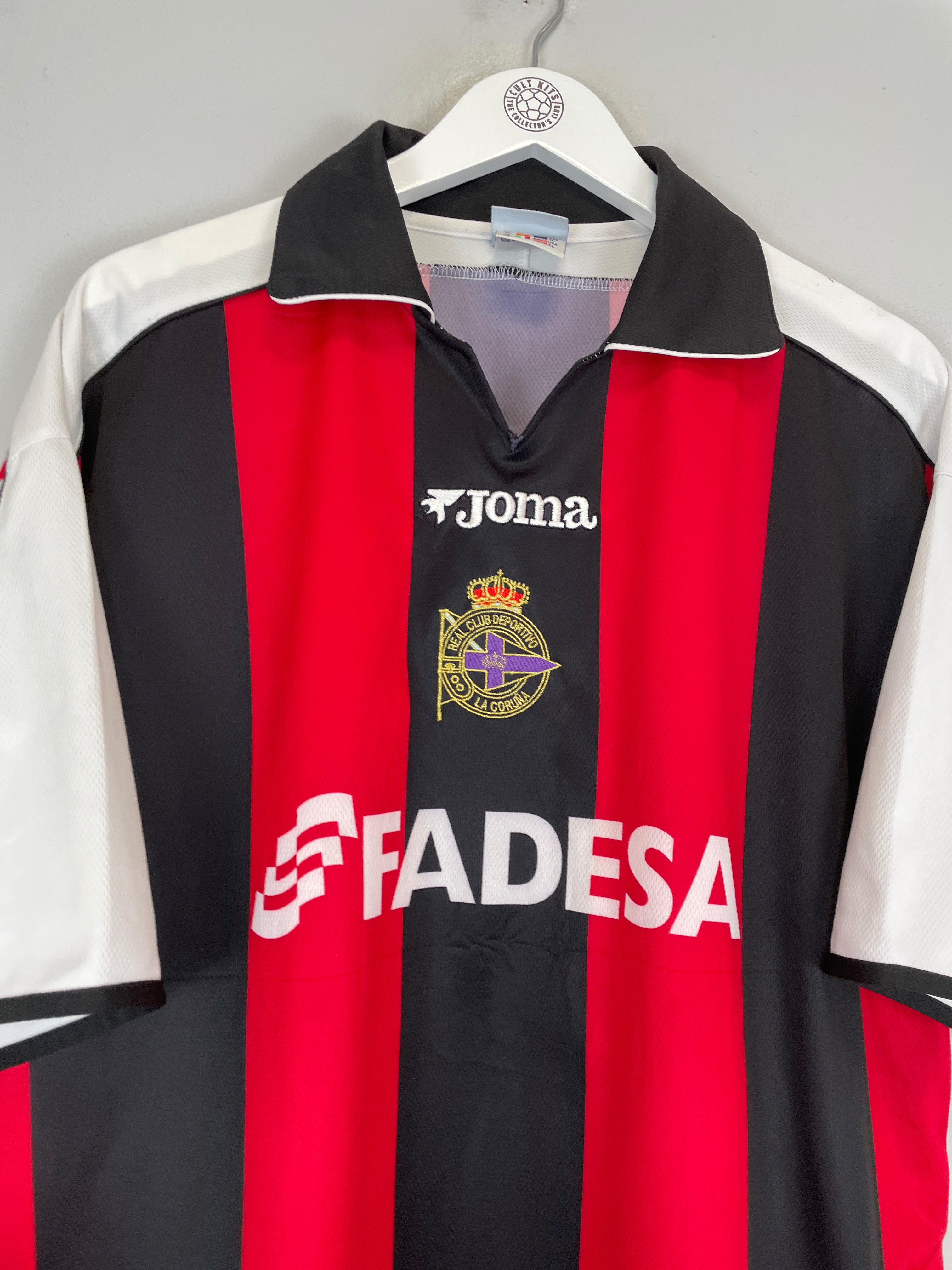 Shop 2001/02 DEPORTIVO LA CORUNA VALERON #21 AWAY SHIRT (XL) JOMA, classic football shirts, vintage football shirts & retro soccer jerseys at Cult Kits