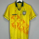 Shop 1994 BRAZIL #19 HOME SHIRT (M) UMBRO, classic football shirts, vintage football shirts & retro soccer jerseys at Cult Kits