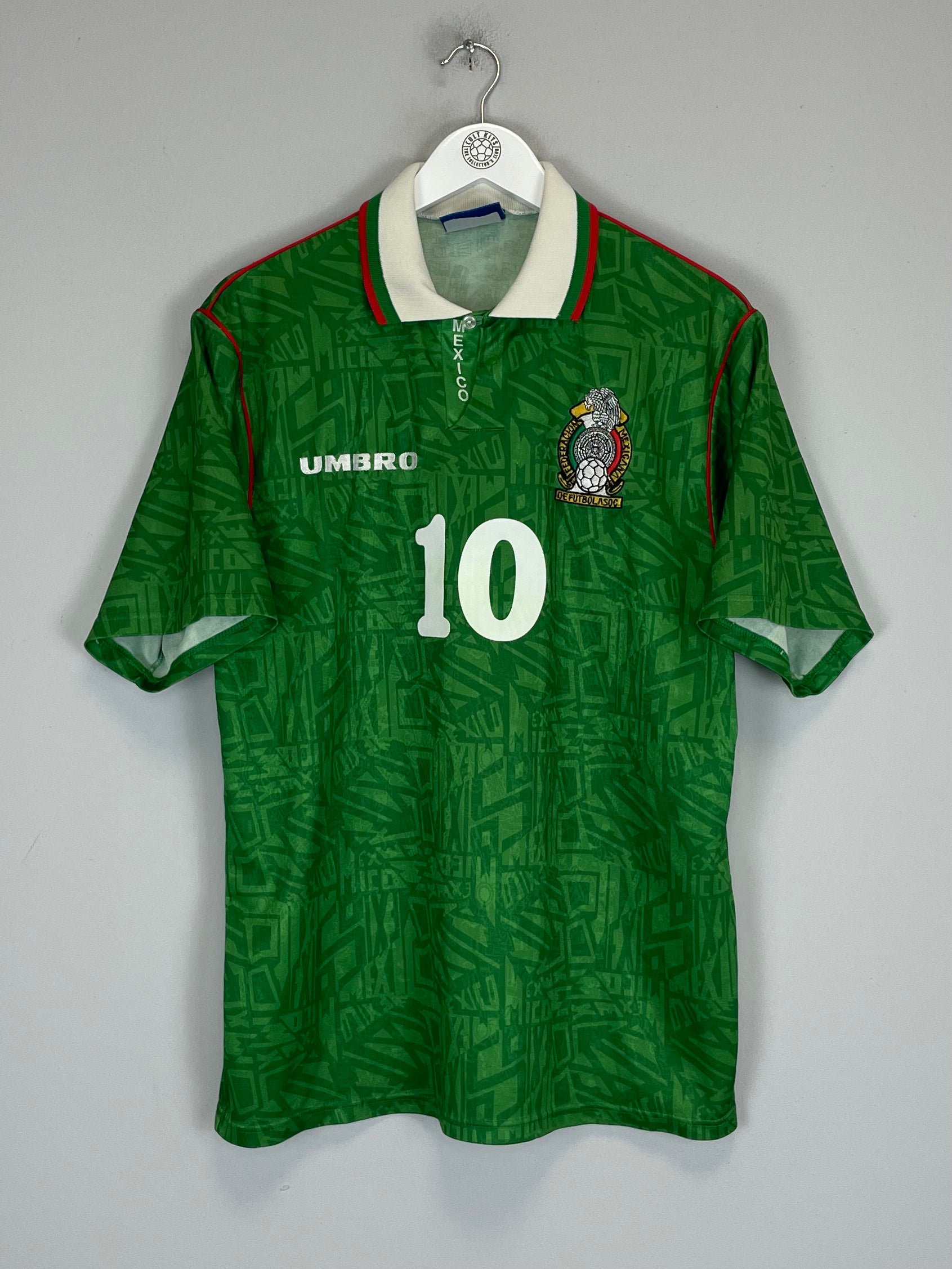 Shop 1994 MEXICO GARCIA #10 HOME SHIRT (L) UMBRO, classic football shirts, vintage football shirts & retro soccer jerseys at Cult Kits