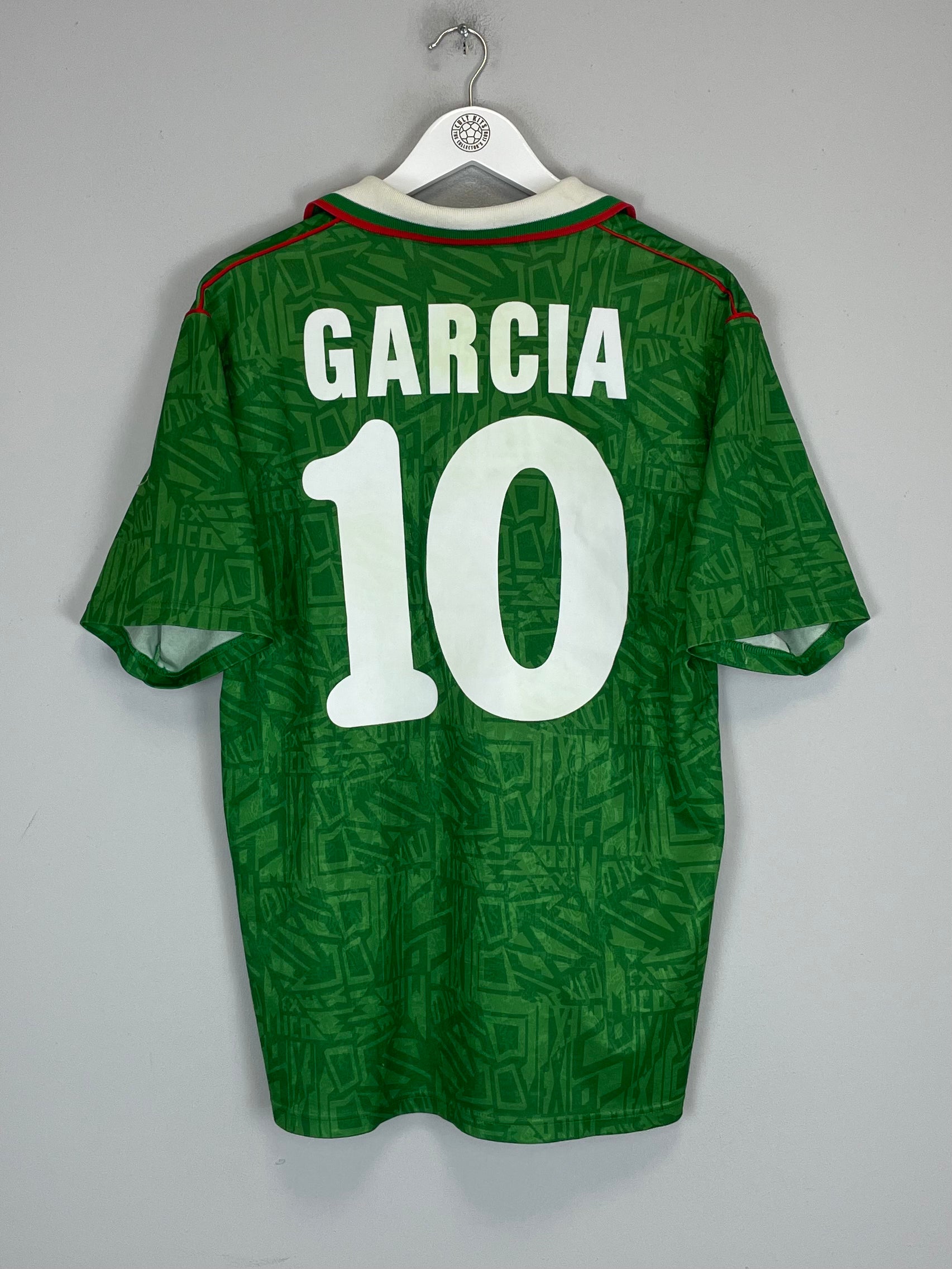 Shop 1994 MEXICO GARCIA #10 HOME SHIRT (L) UMBRO, classic football shirts, vintage football shirts & retro soccer jerseys at Cult Kits